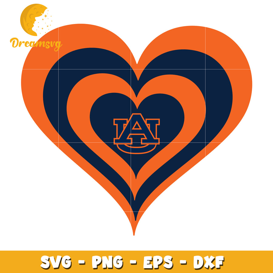 Auburn Heart SVG Design for Fans College Spirit Crafts Files