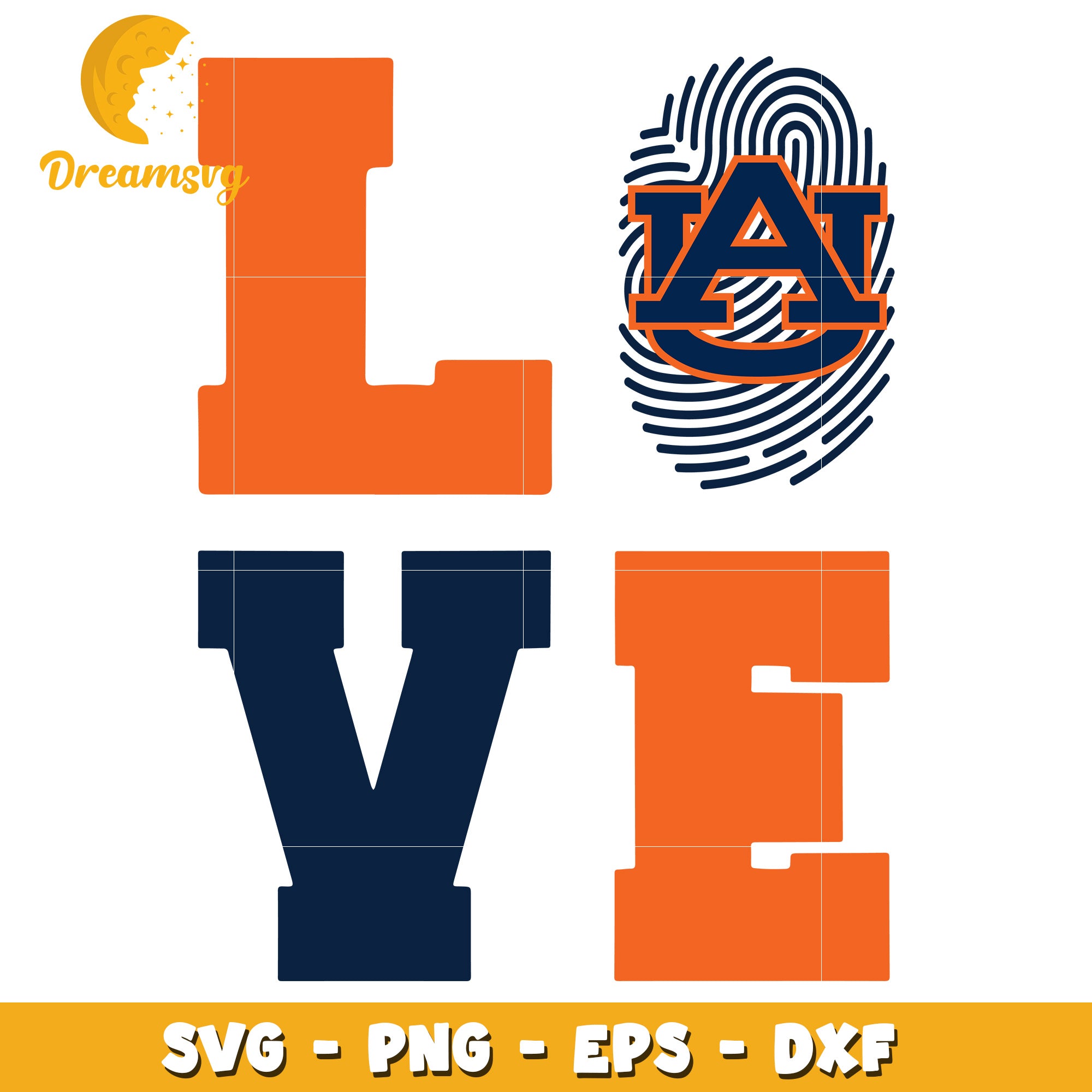 Auburn Love SVG PNG EPS DXF Cut File