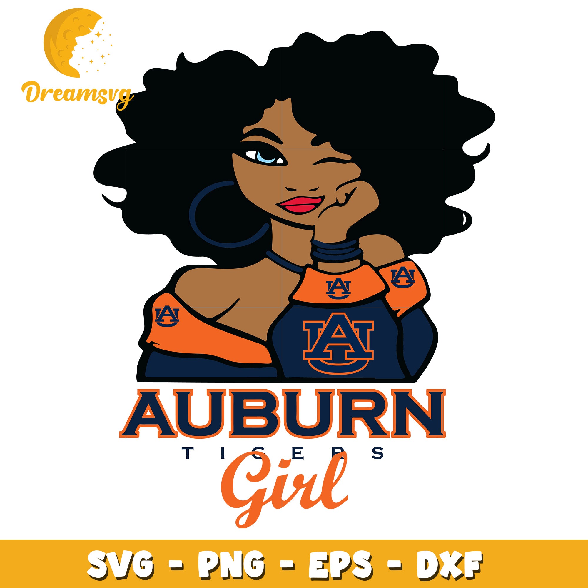 Auburn Tigers Girl SVG PNG EPS DXF