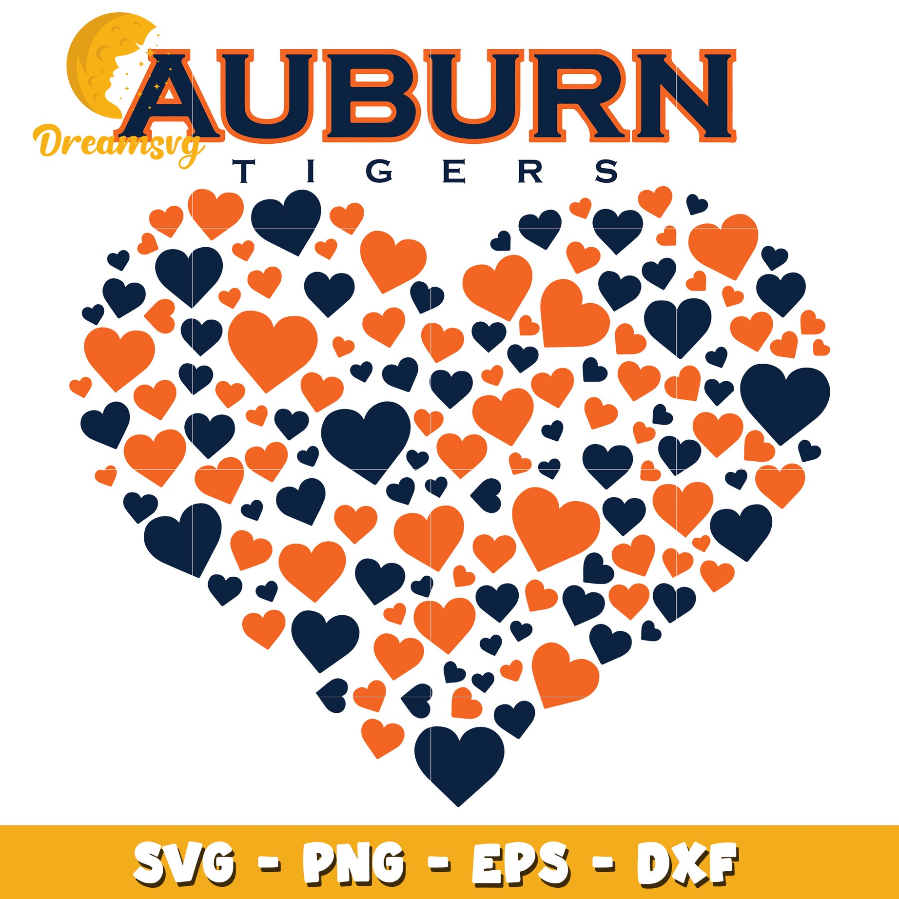 Auburn Tigers Heart SVG PNG EPS DXF