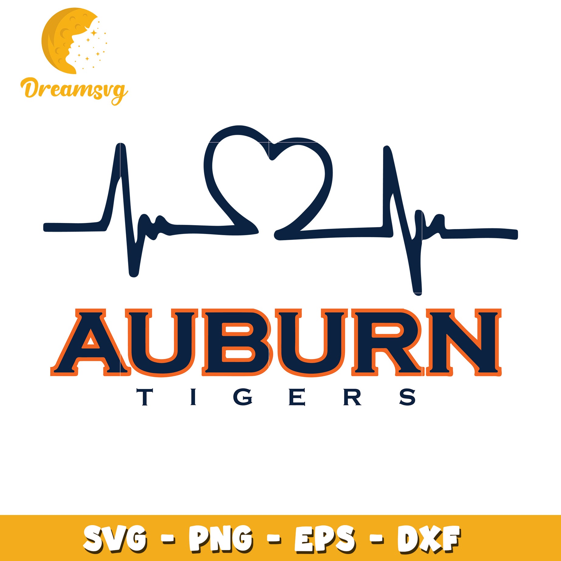 Auburn Tigers Heartbeat SVG Design for Fans and Crafters