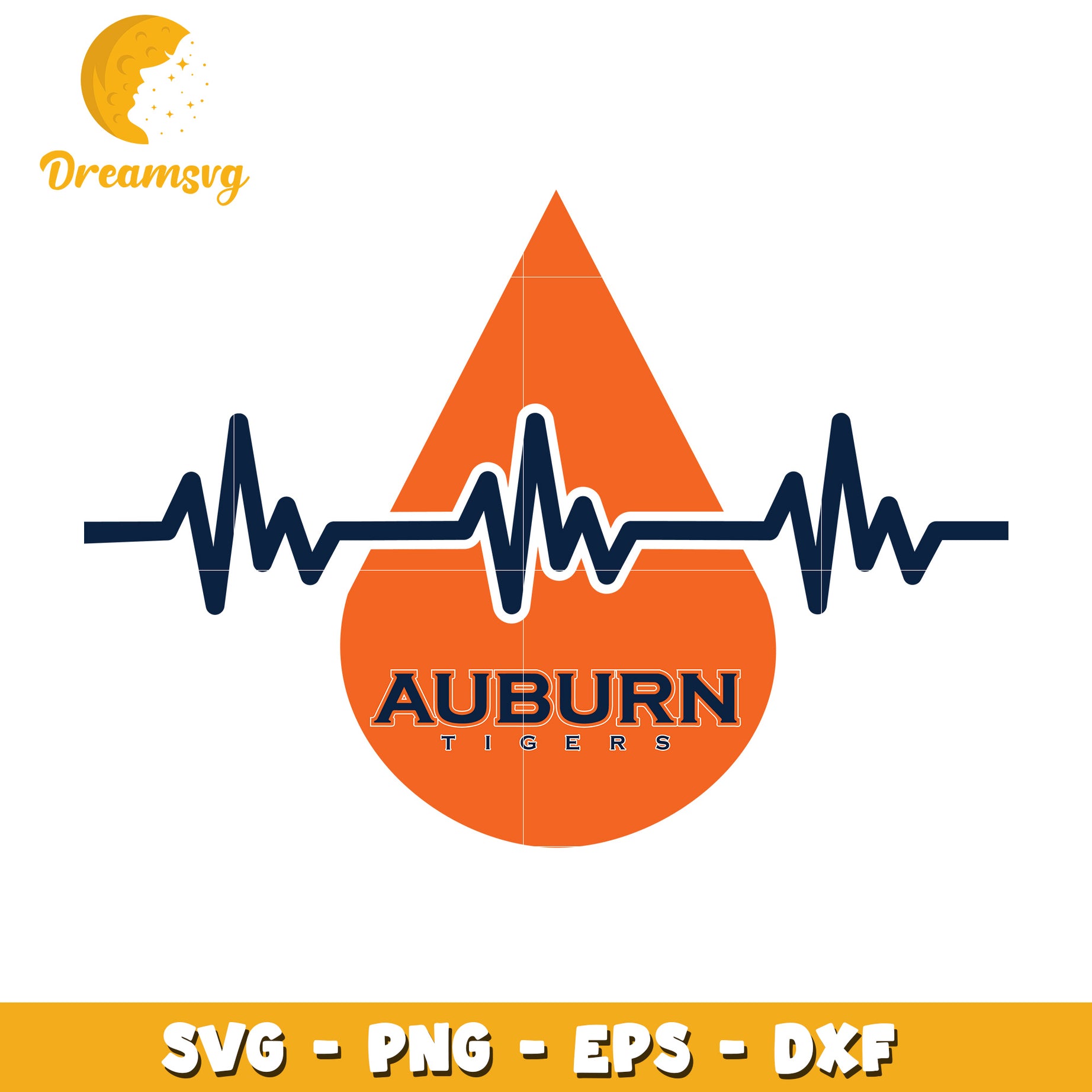 Auburn Tigers Heartbeat SVG PNG EPS DXF