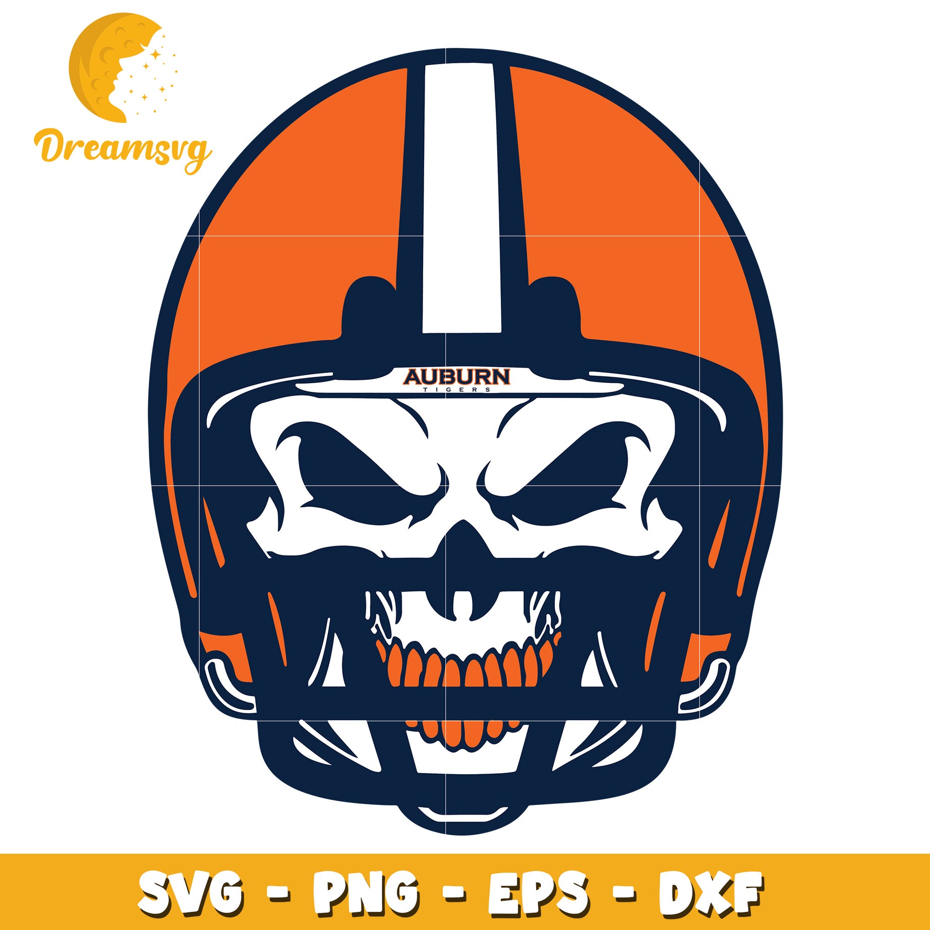 Auburn Tigers Skull Football Helmet SVG PNG EPS DXF