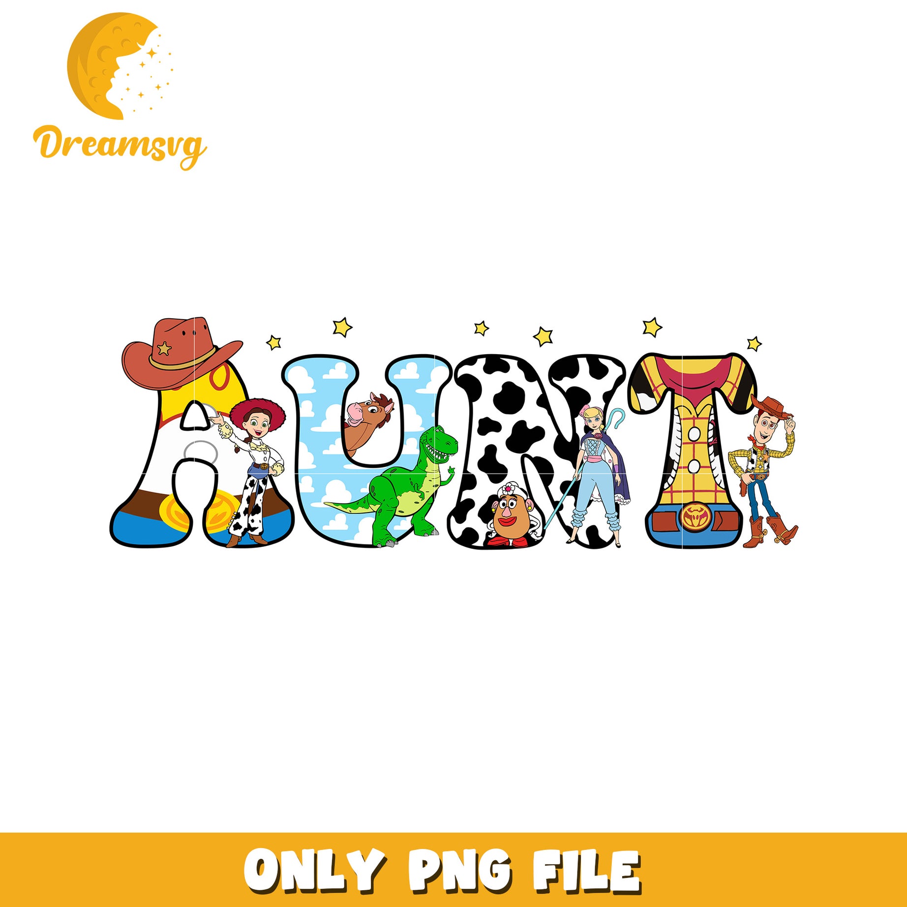 Aunt PNG File Colorful Cartoon Design for Print Use