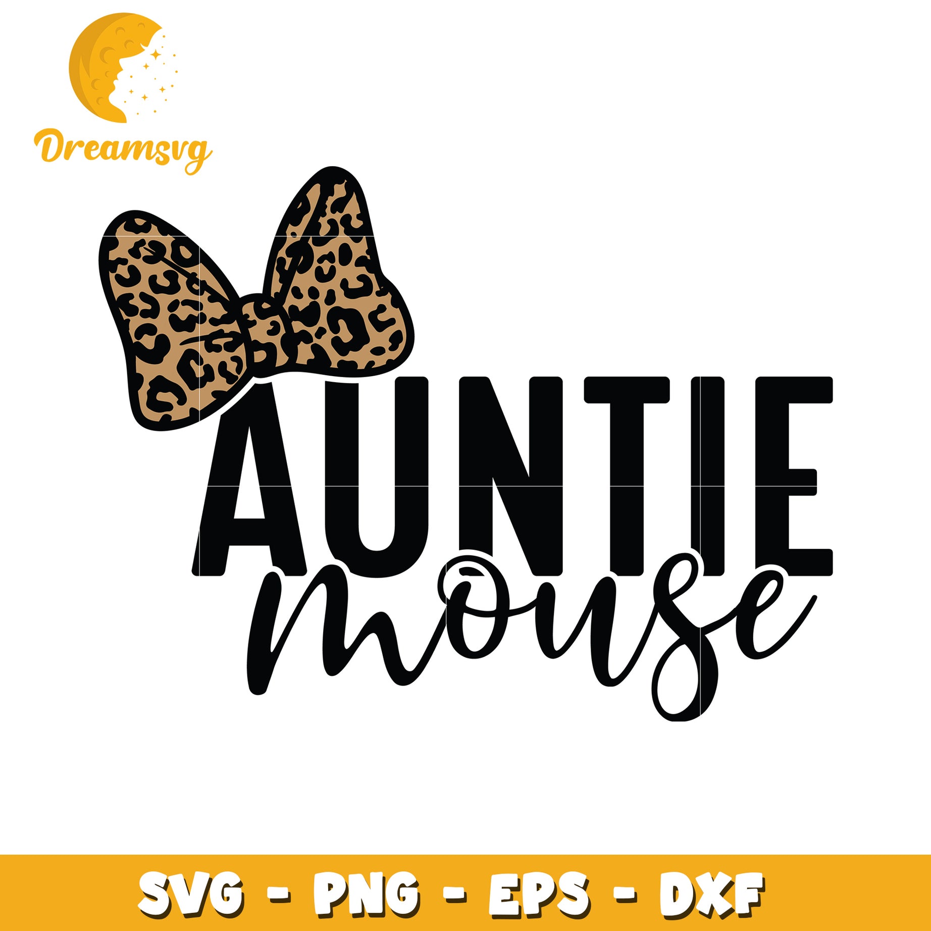 Auntie Mouse Leopard Bow SVG Cut File