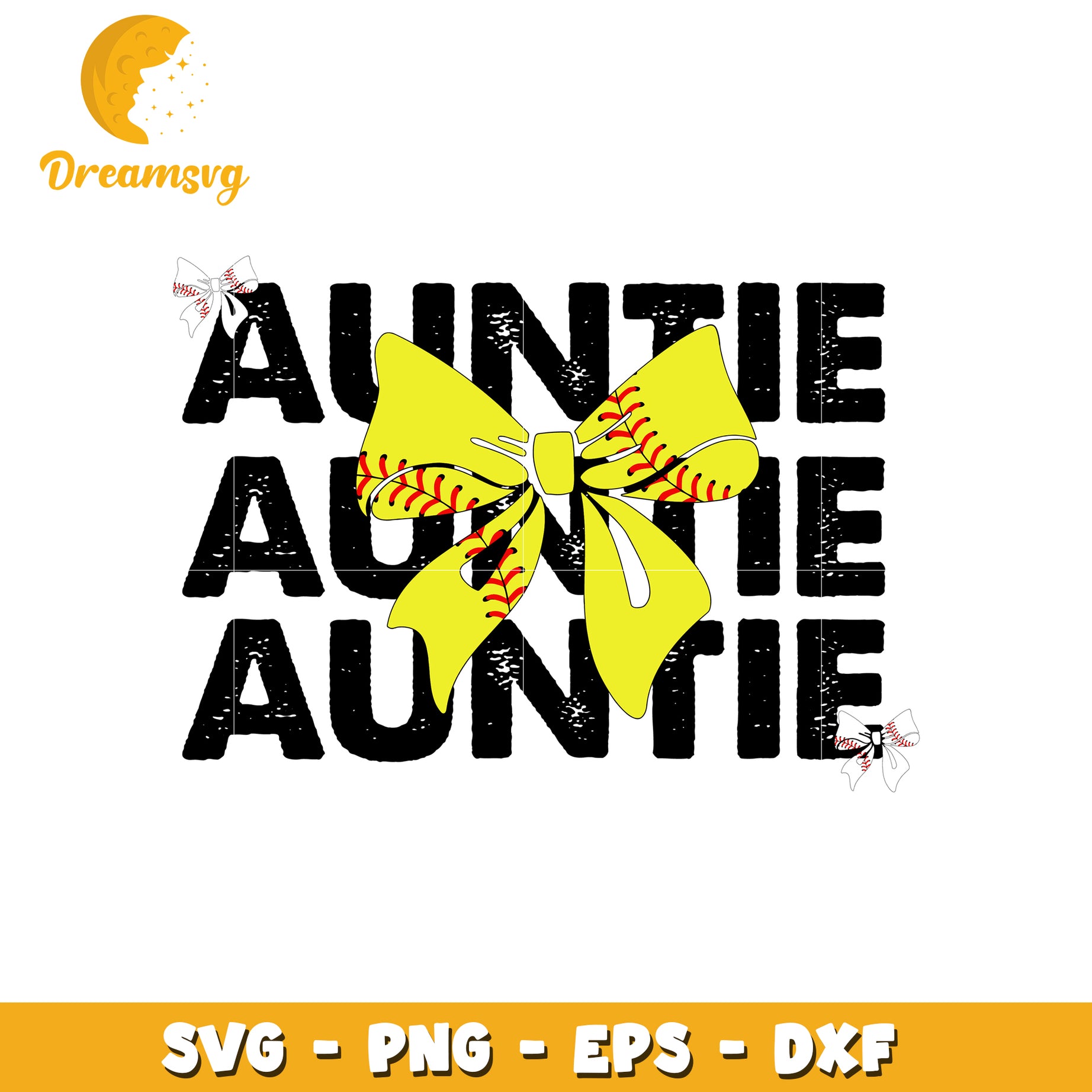 Auntie softball bow design svg, baseball game svg, bow tie svg