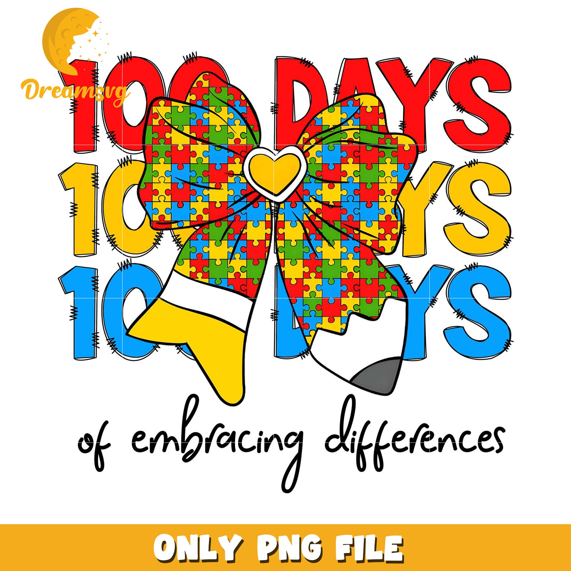 Autism Awareness 100 Days PNG