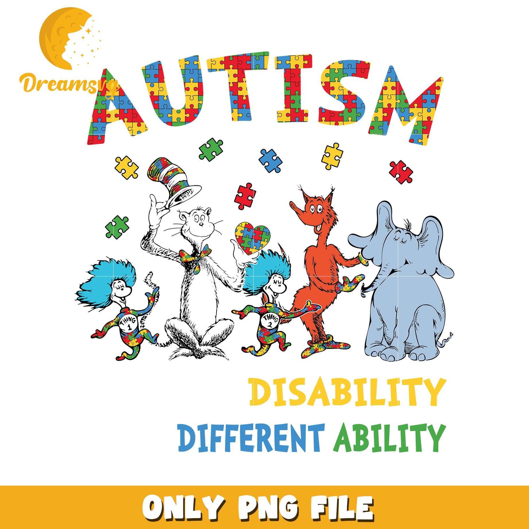 Autism Awareness Fun PNG With Creative Characters Design