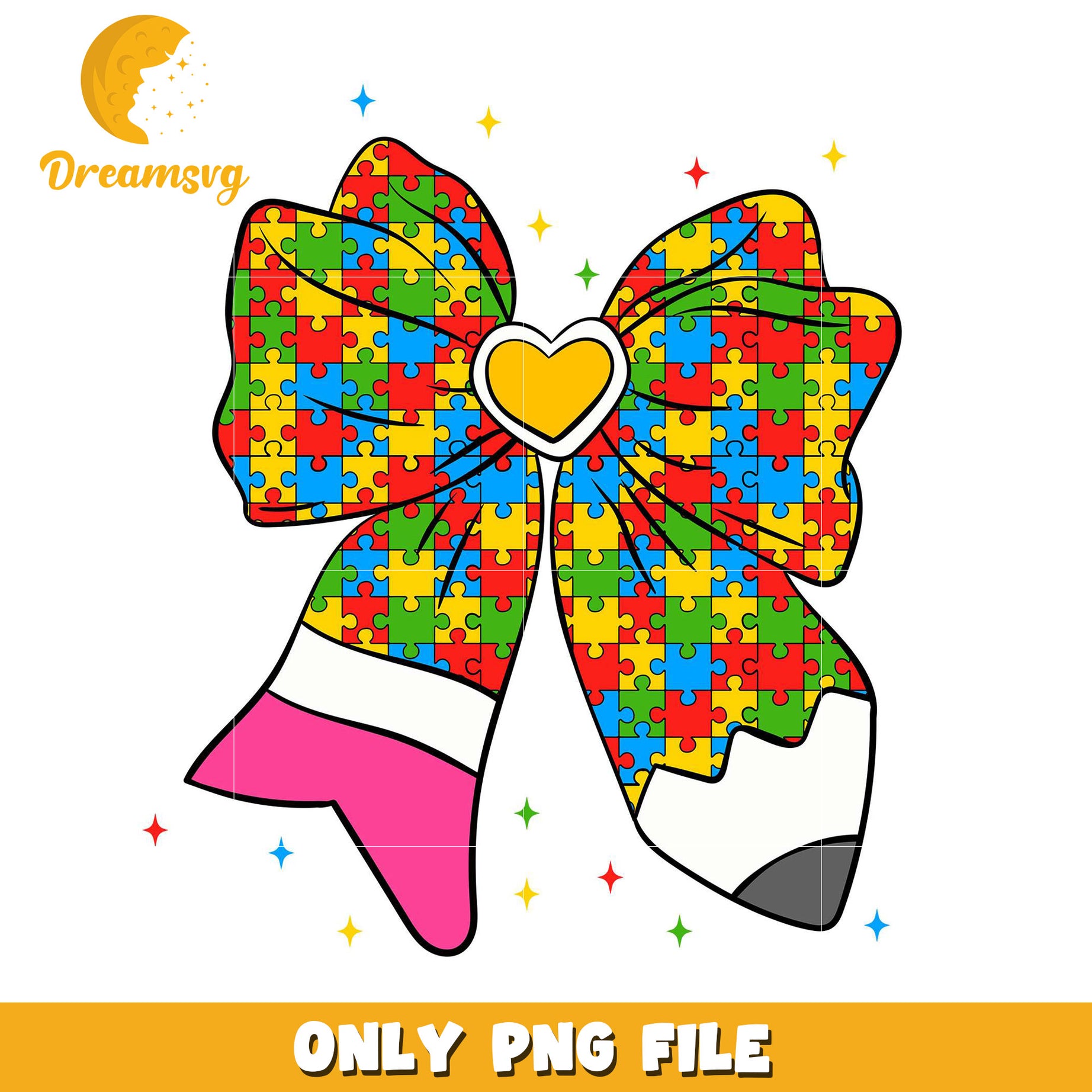 Autism Puzzle Bow PNG