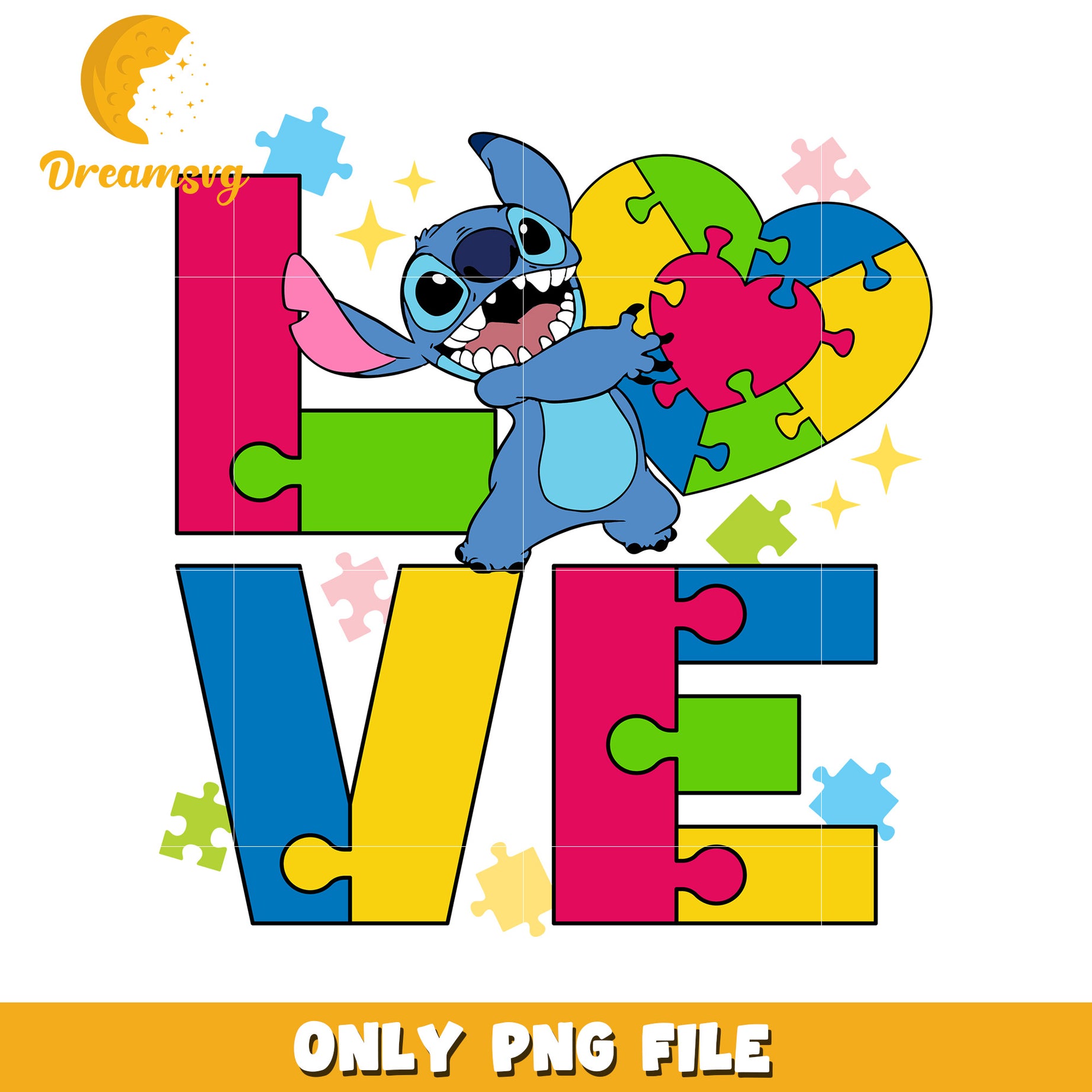 Autism love stitch character png, autism awareness png, cartoon png