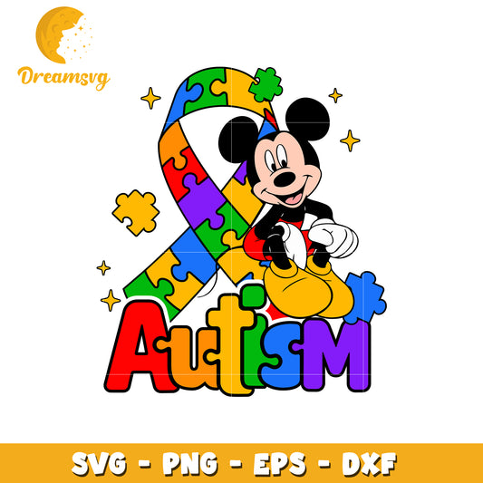 Autism mickey awareness ribbon svg, autism awareness ribbon svg