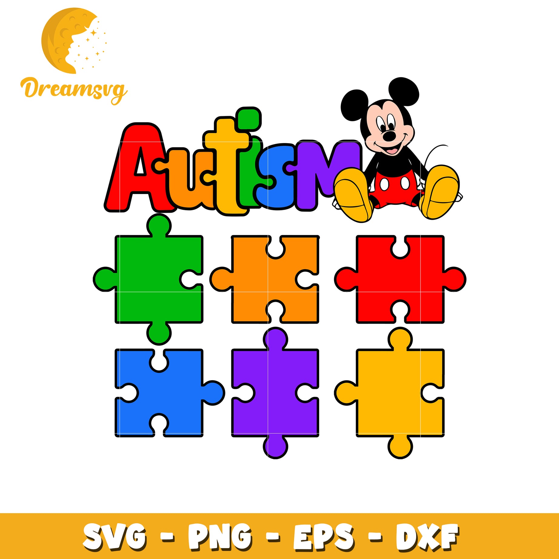 Autism mickey character svg, autism awareness svg, disney svg