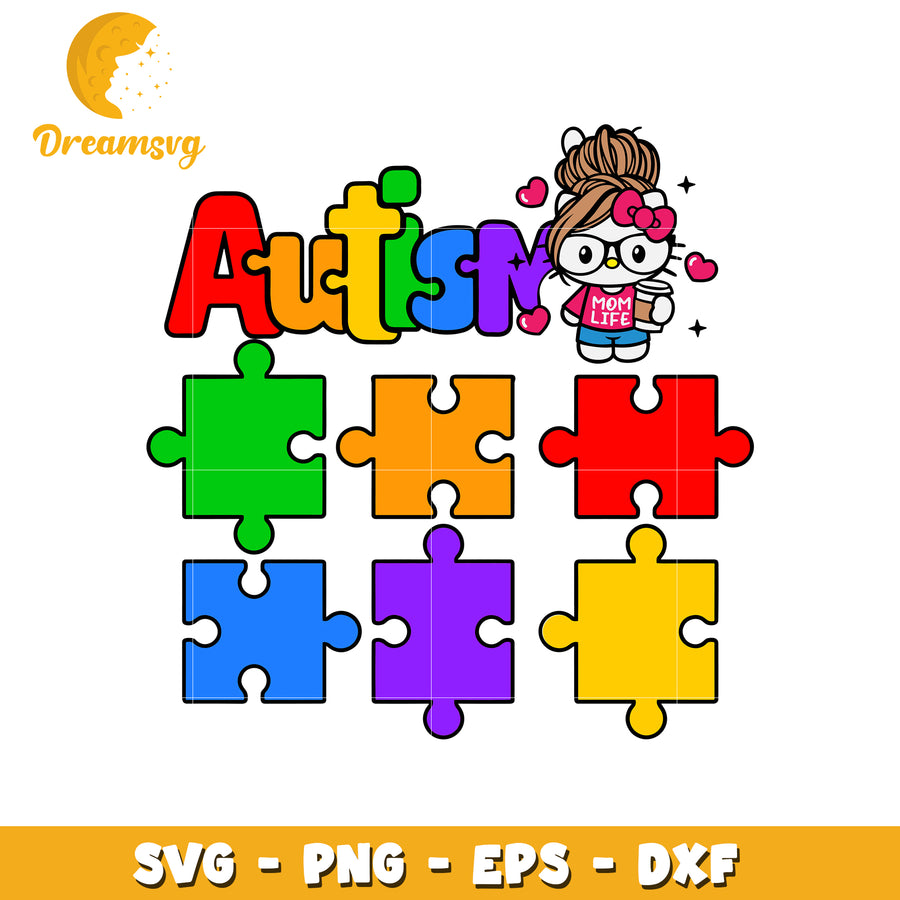 Autism mom puzzle heart svg, autism puzzle svg, autism love svg