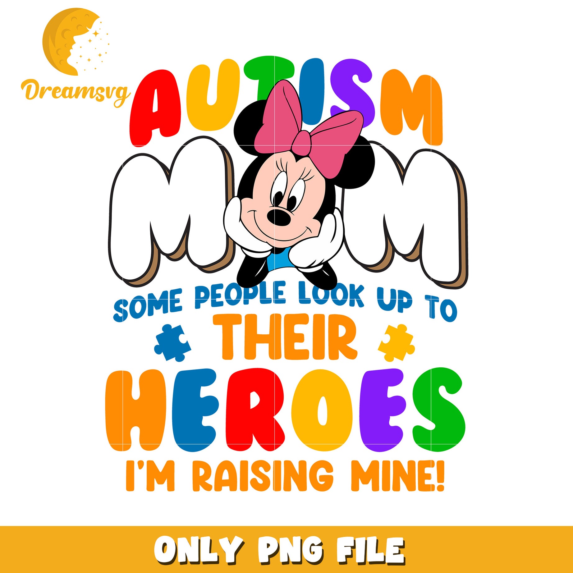 Autism mom their heroes png, autism awareness png, minnie head png