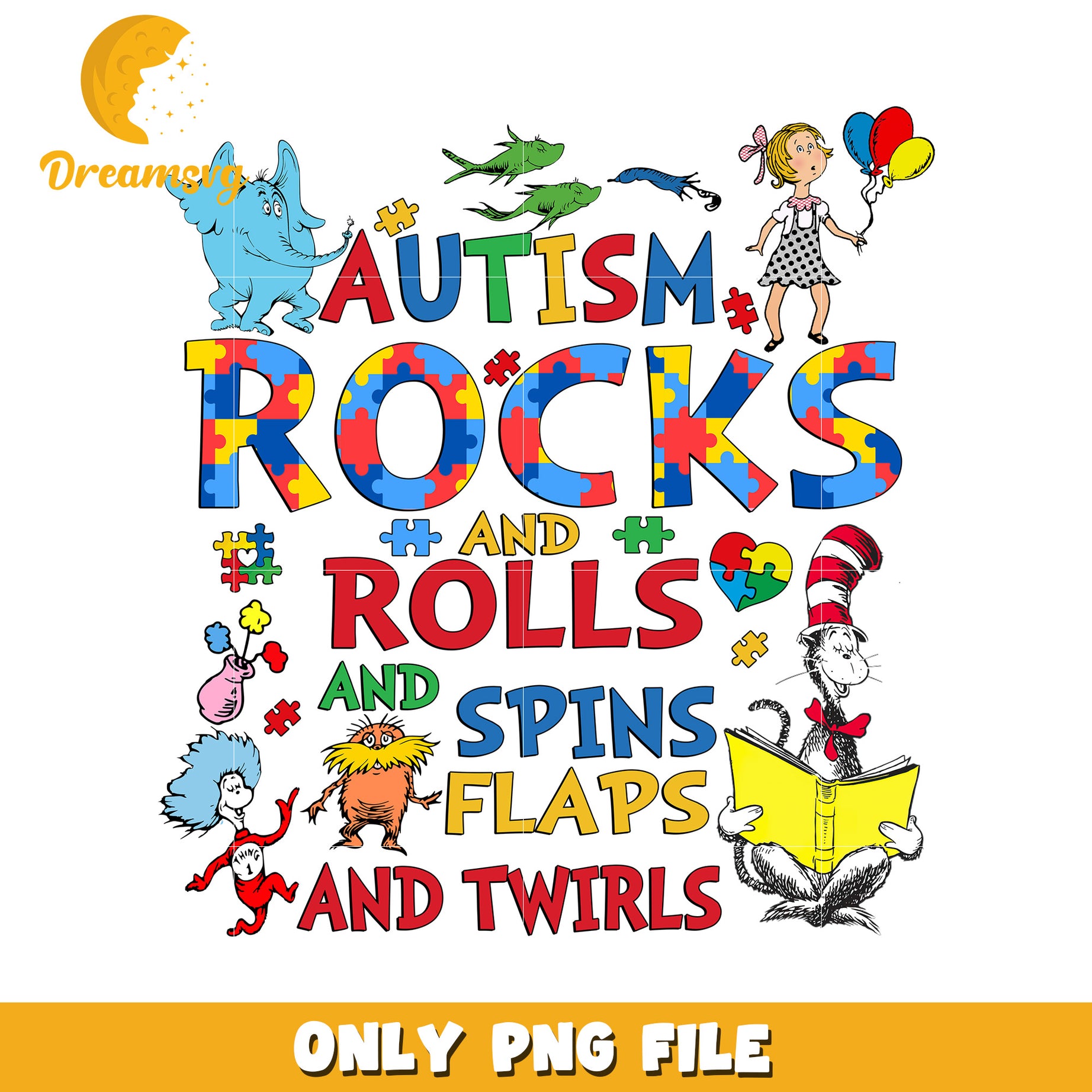 Autism rocks and rolls dr seuss png, autism awareness png