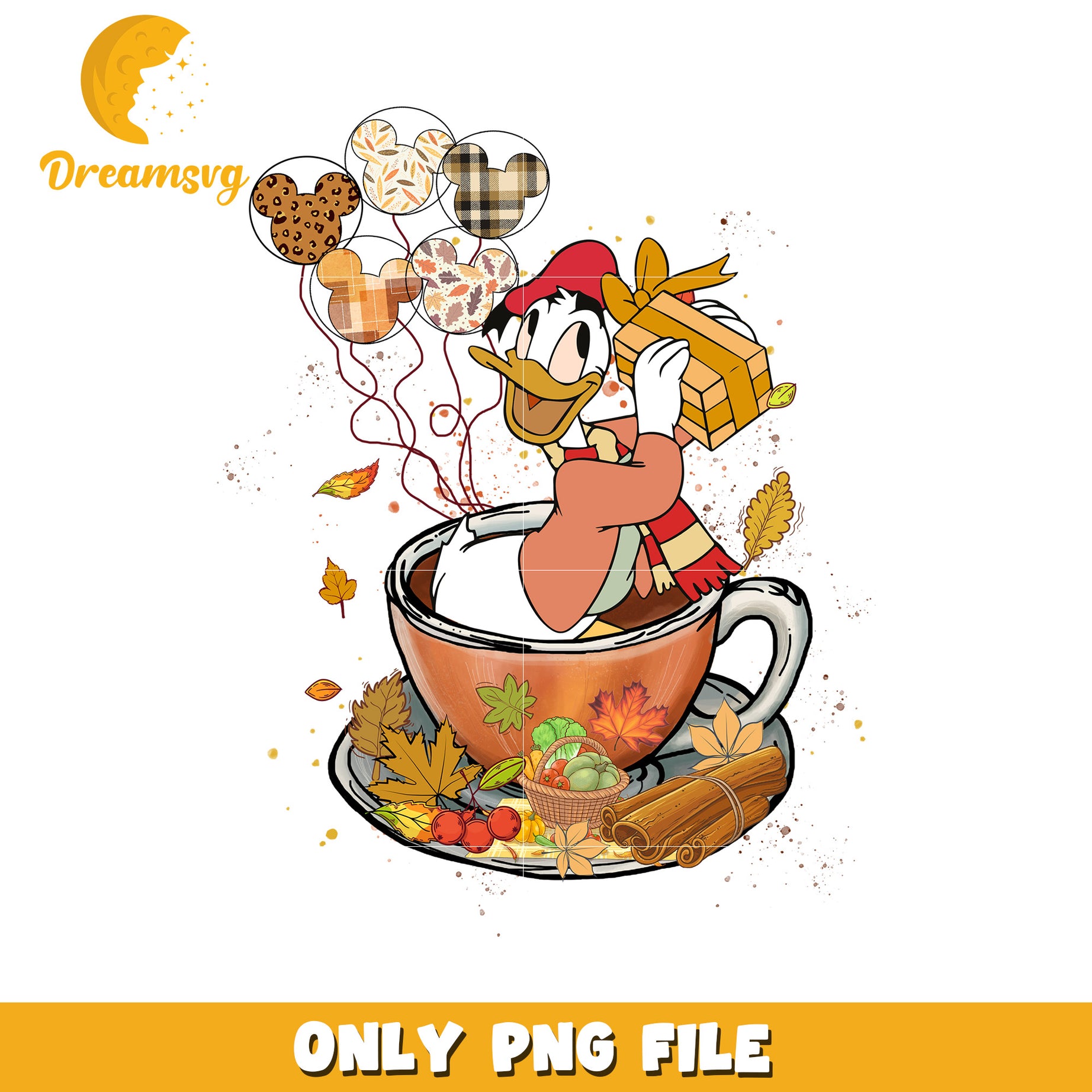 Autumn Donald Duck PNG Sublimation