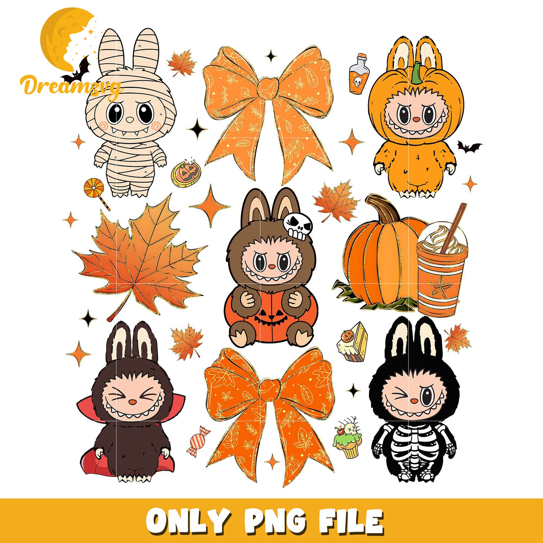 Autumn labubu png, happy halloween​​​ png, halloween toys​ png