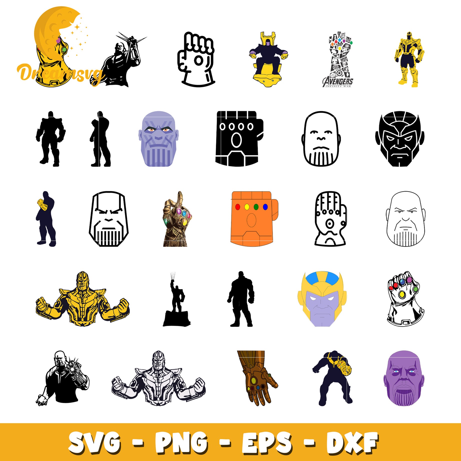 Avengers thanos face cartoon design bundle svg, thanos from marvel svg