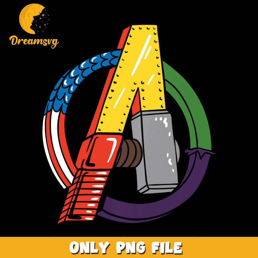 Avengers Logo Marvel Superheroes PNG, Thor Hammer Shield, Comics PNG