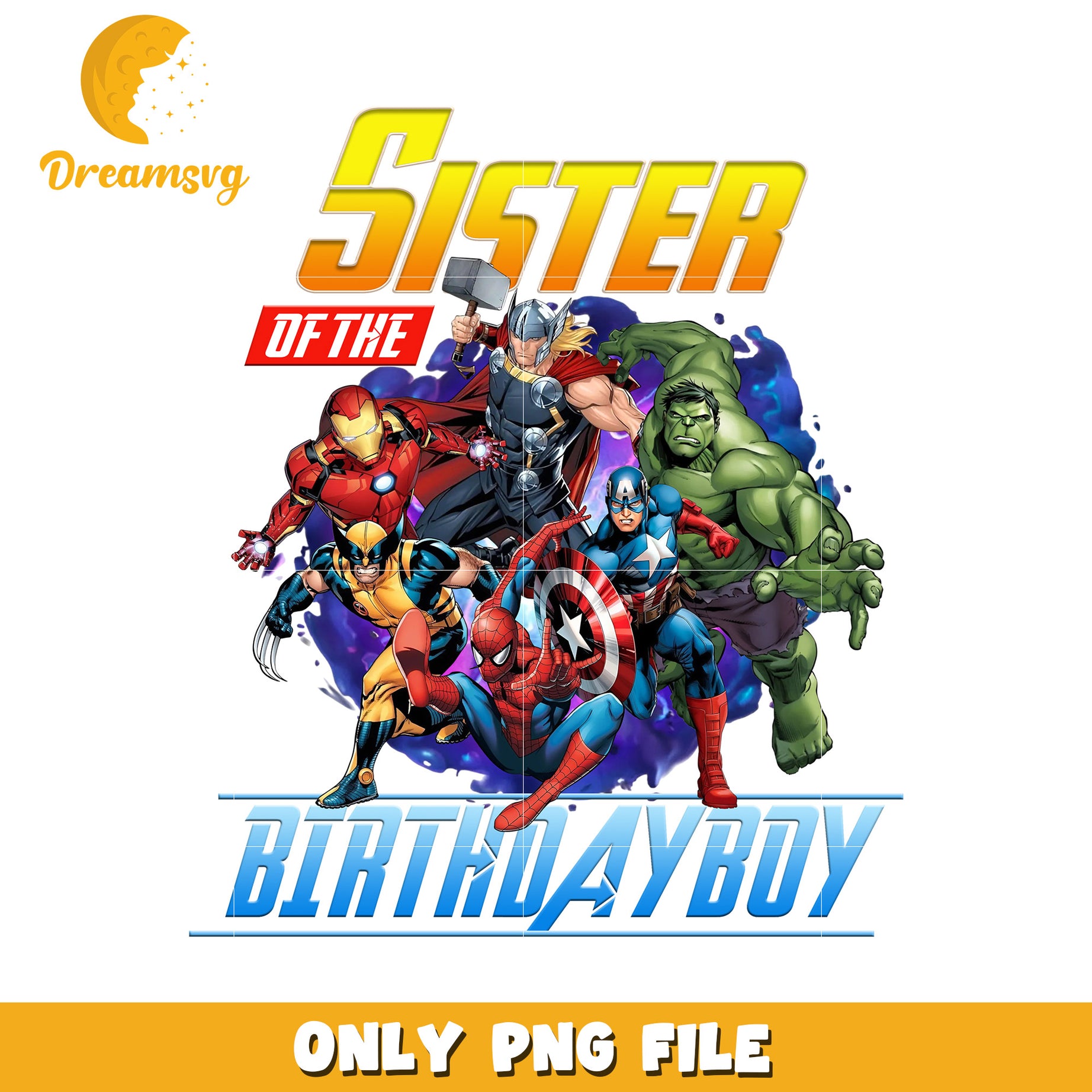 Avenger sister png, marvel sister png, sister of the birthday boy png