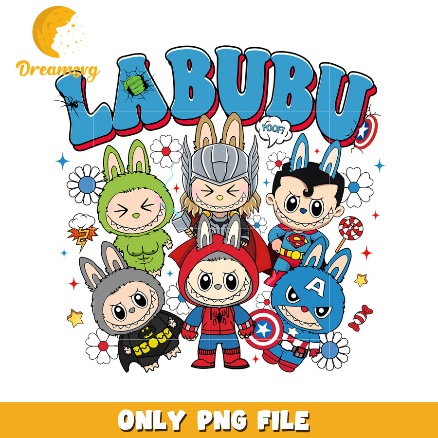Avengers labubu design png, popmart labubu png, cute labubu png