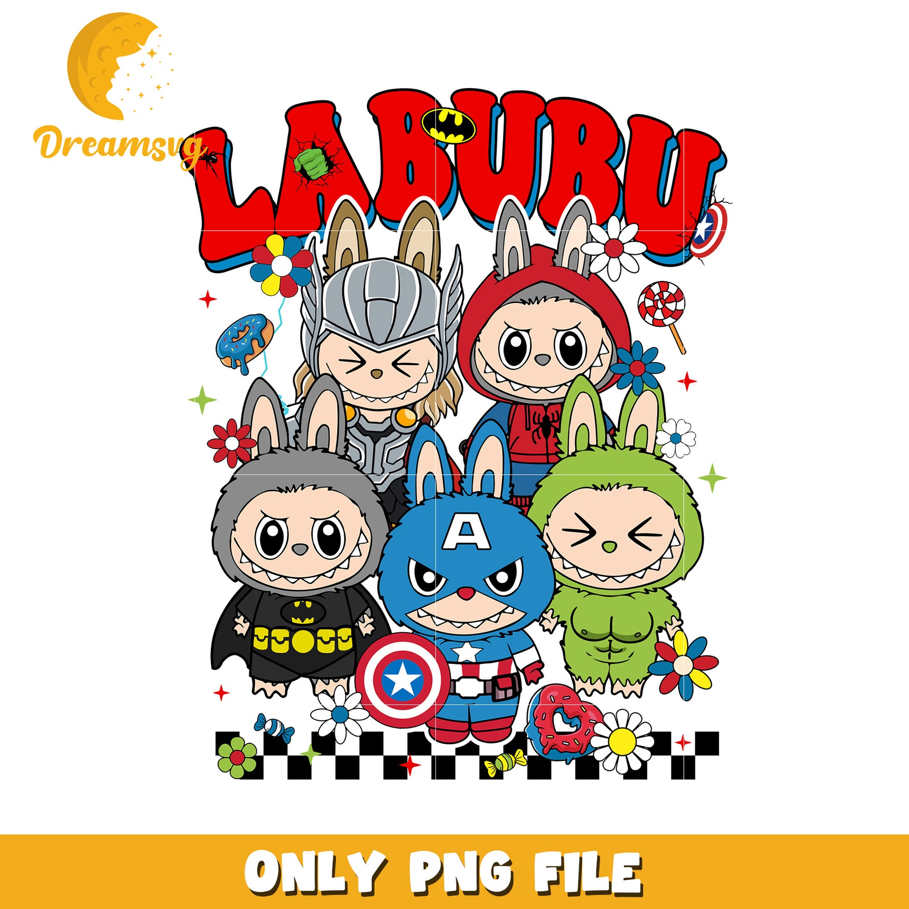 Avengers labubu png, popmart labubu png, cute labubu png