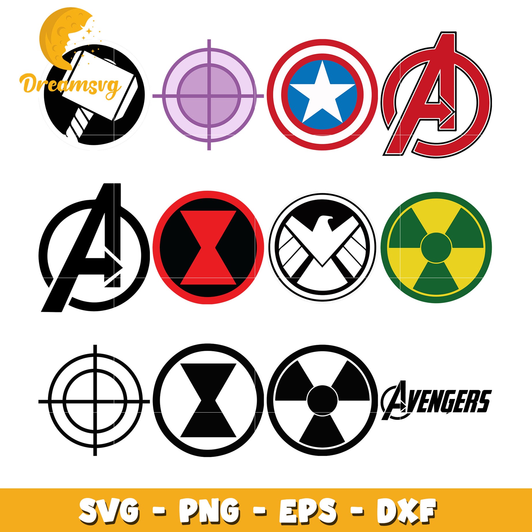 Avengers super hero logo bundle svg, marvel comics svg