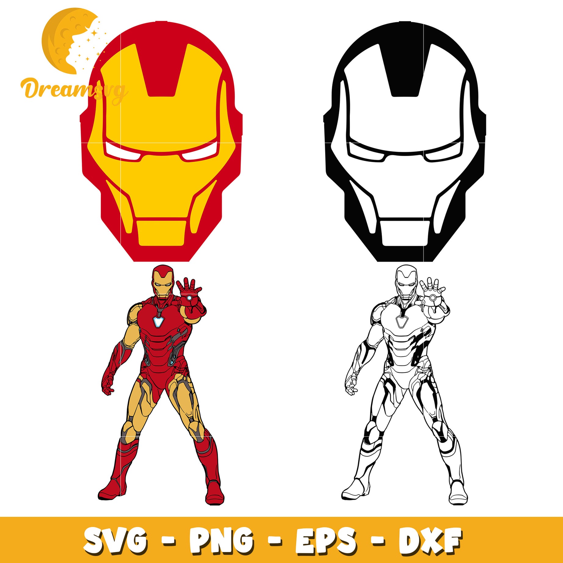 Avengers iron man character bundle svg, marvel comics svg