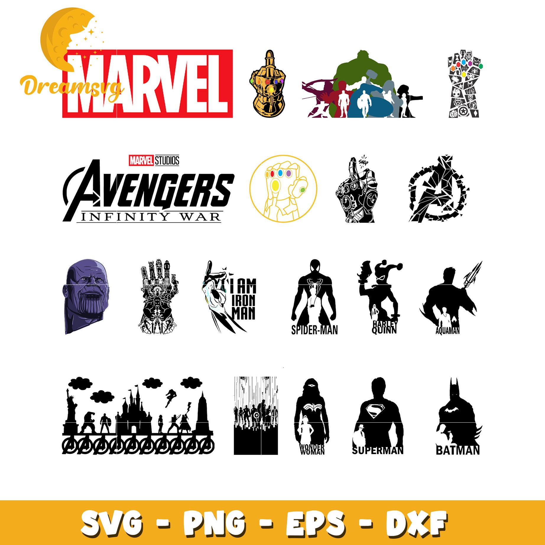 Marvel avengers black white design bundle svg, marvels avengers​ svg