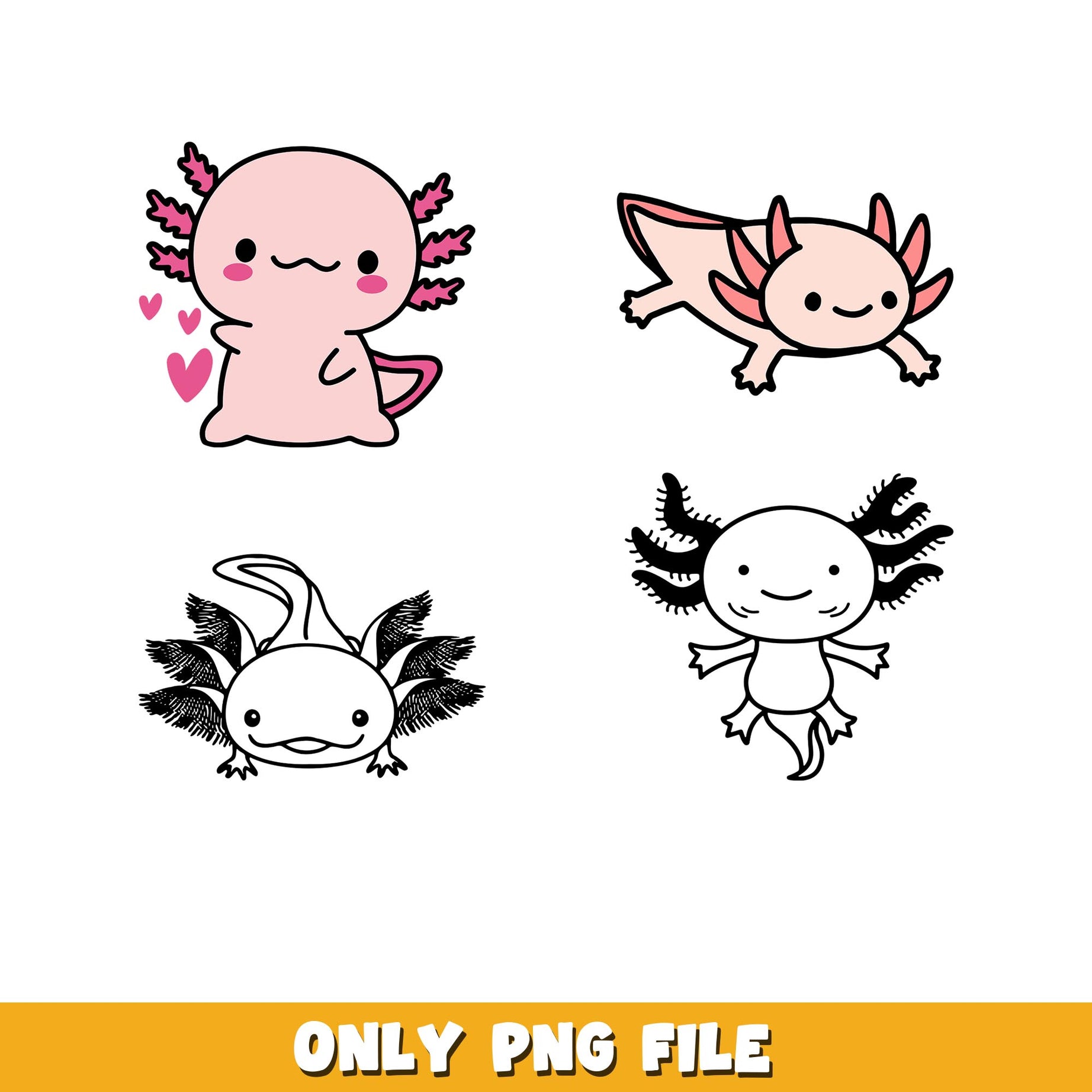  axolotl cute png, Axolotl bundle png, cartoon png 