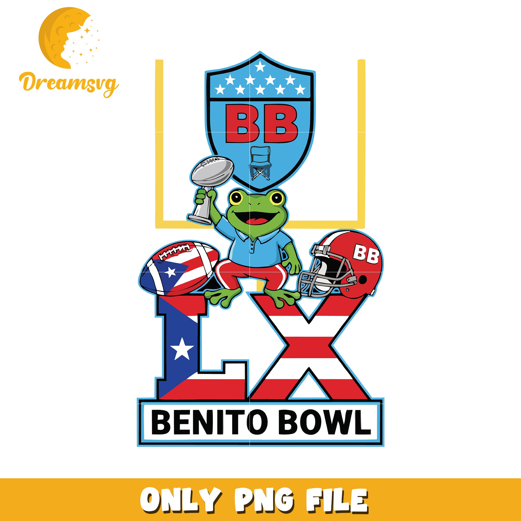 BB frog benito bowl png, football mascot png, halftime show png