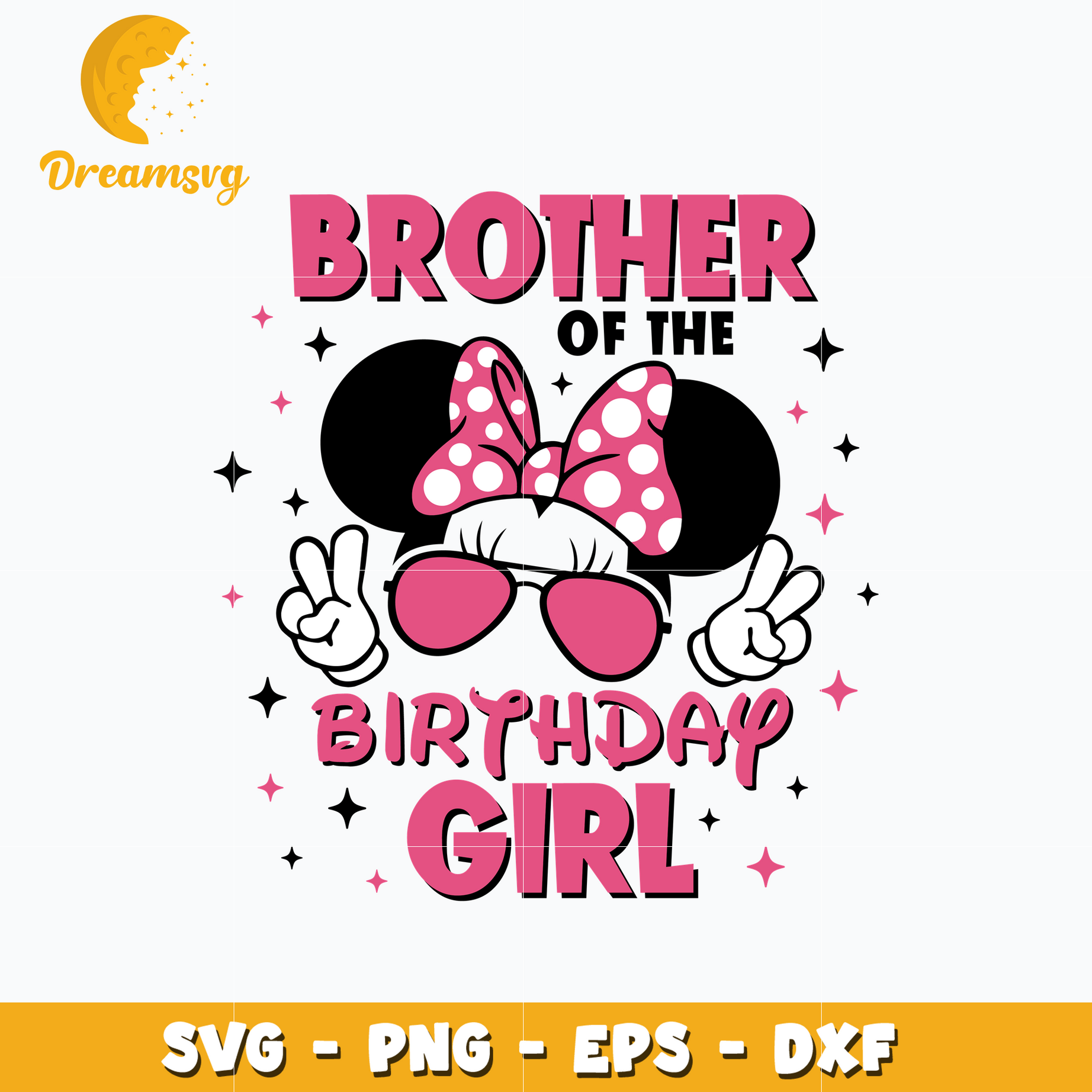 Minnie head brother of the birthday girl svg