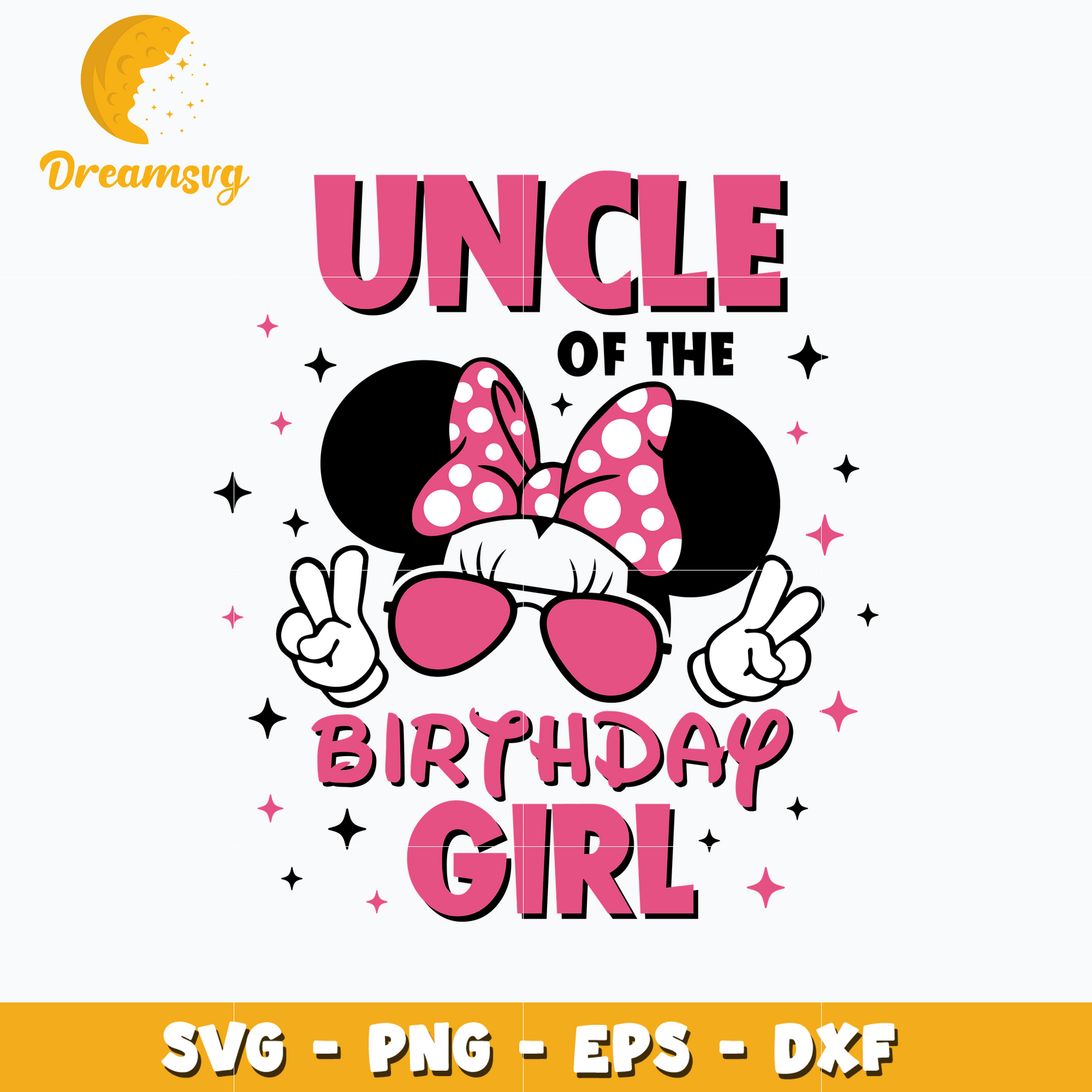 Minnie head uncle of the birthday girl svg