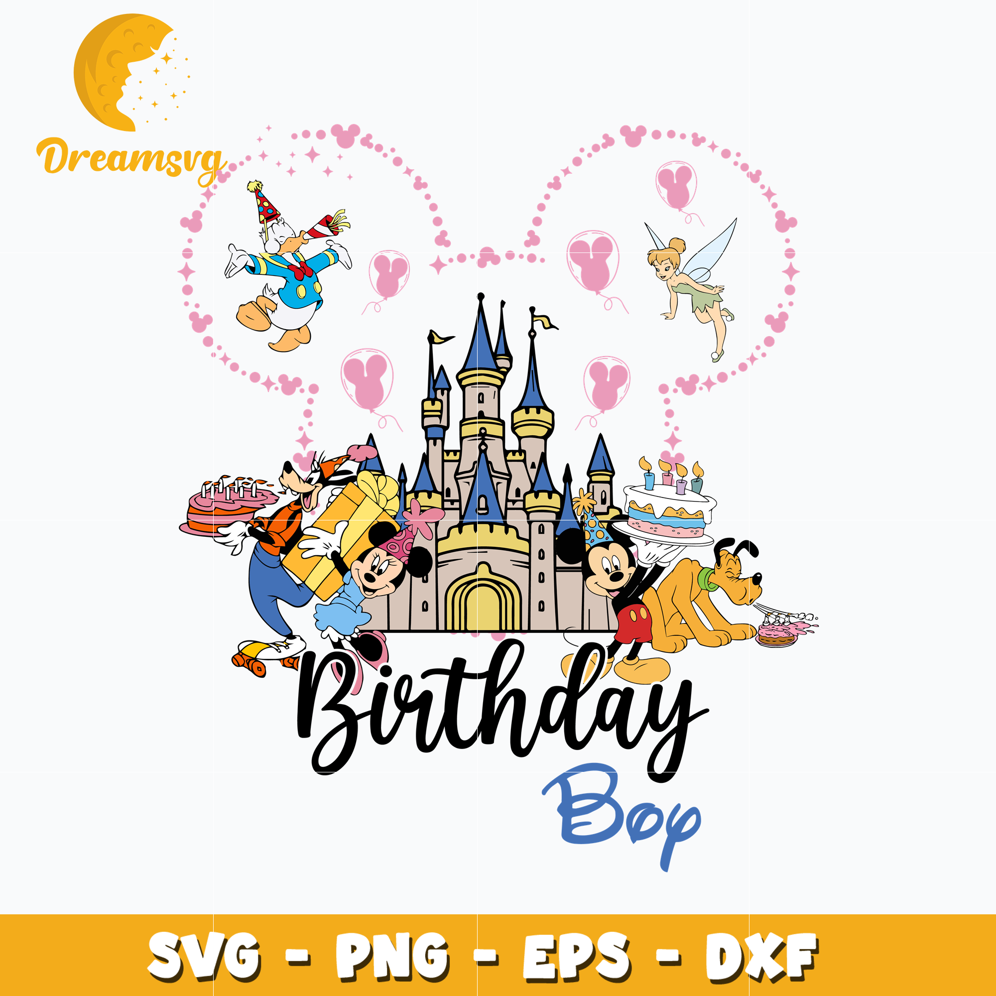 Mickey castle disney birthday boy svg