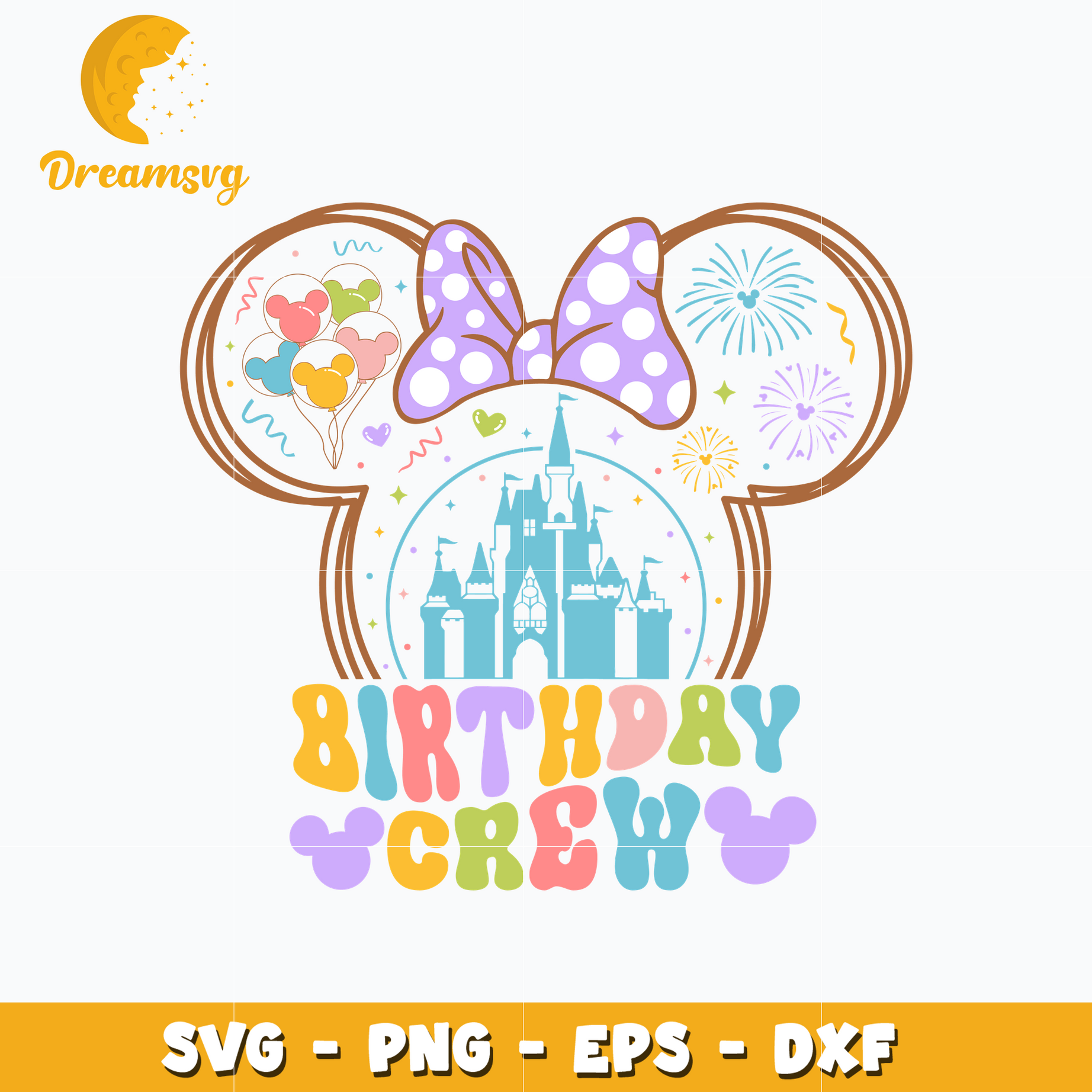 Minnie head castle birthday crew svg