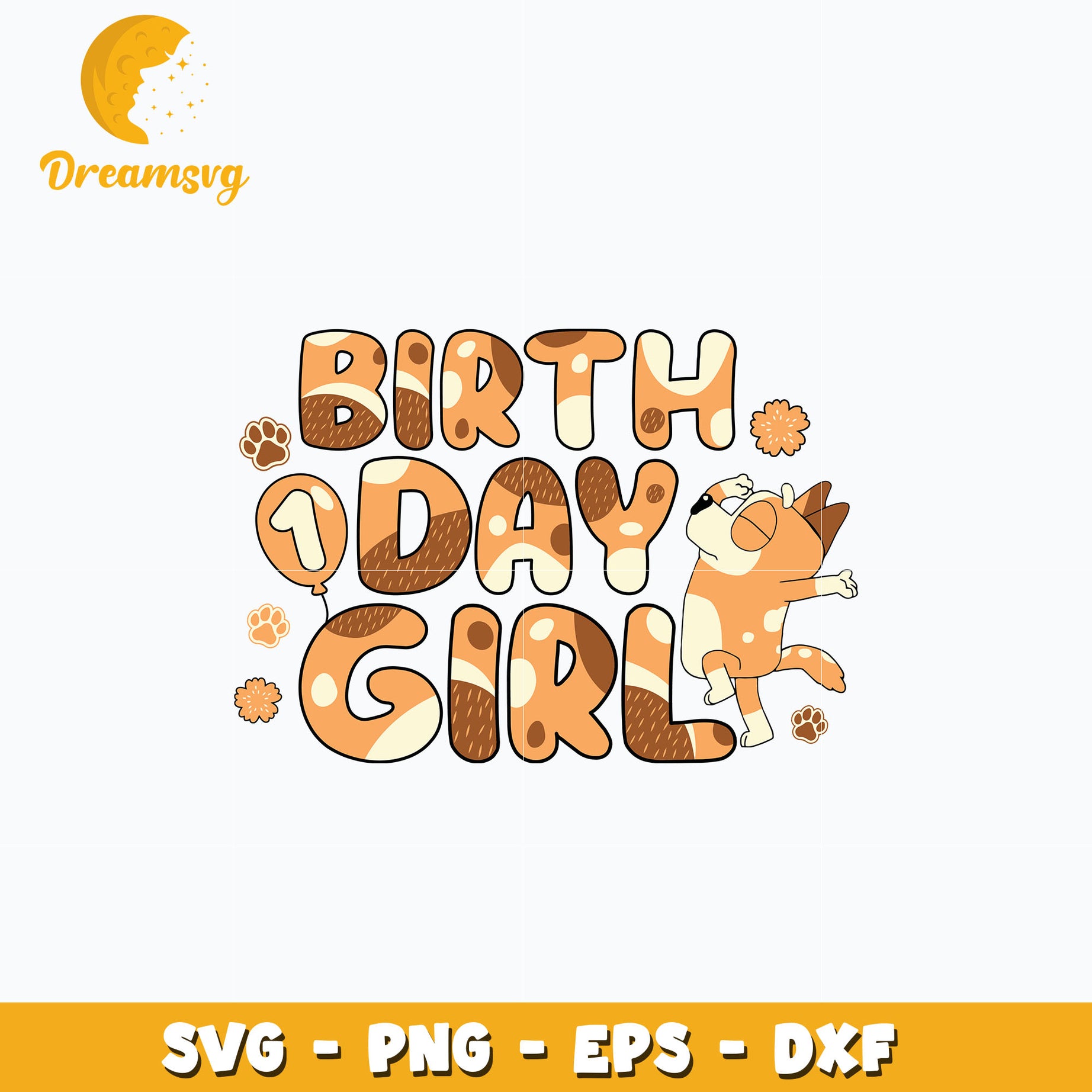 Bingo 1st birthday girl svg