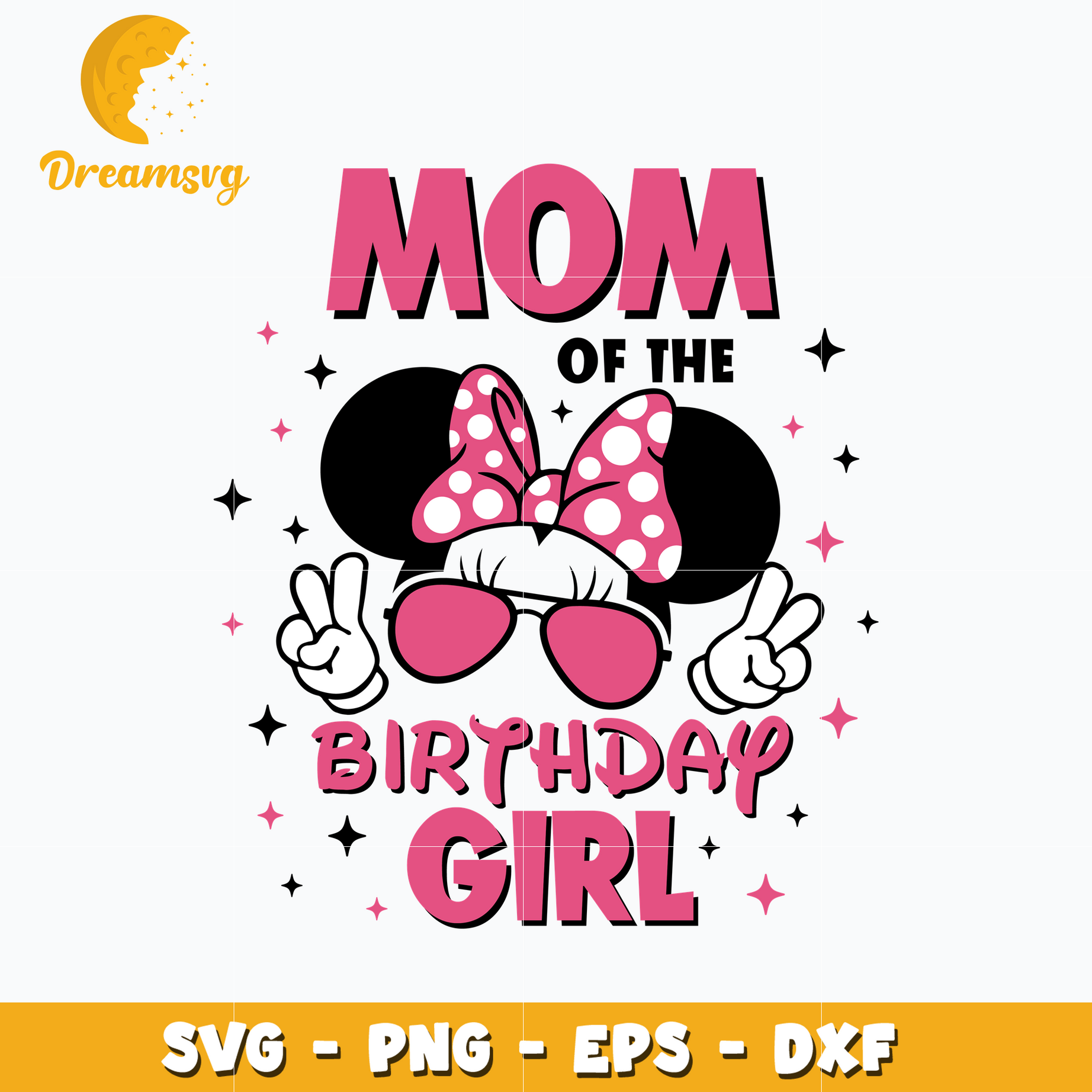 Minnie head disney mom of the birthday girl svg