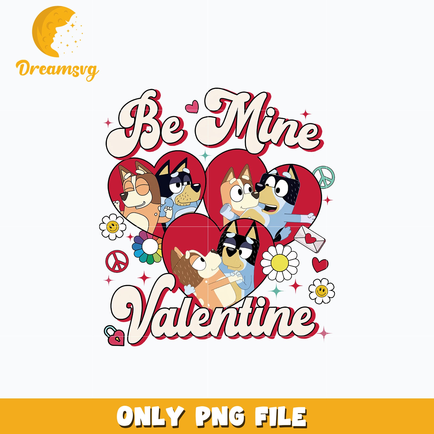 Bluey family be mine valentine png