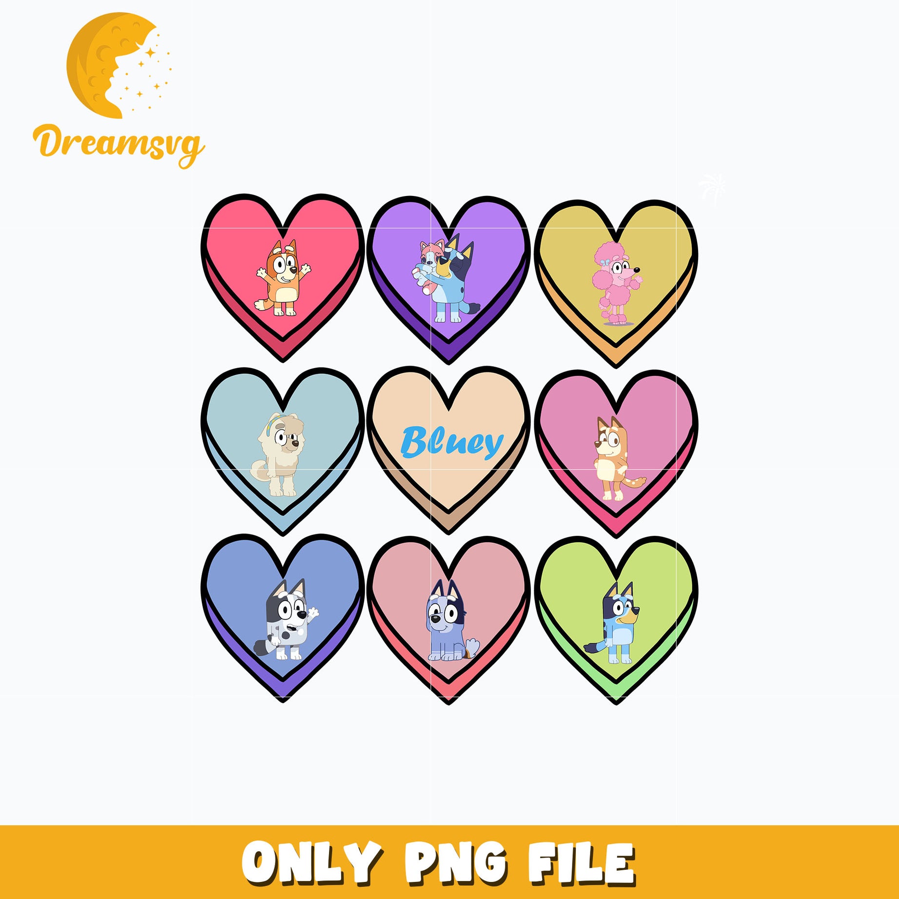 Bluey friends love valentine png