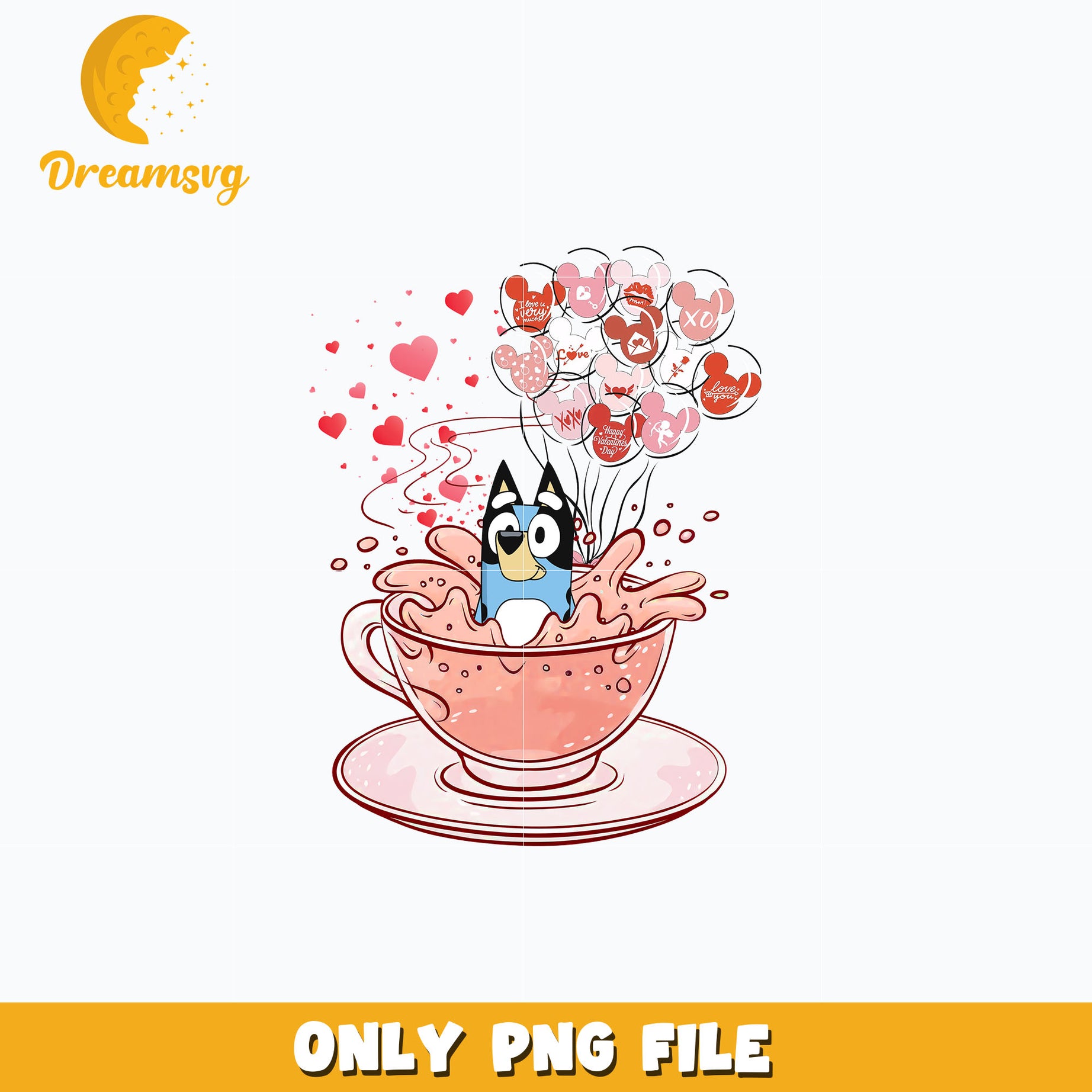 Bluey love valentine coffee png