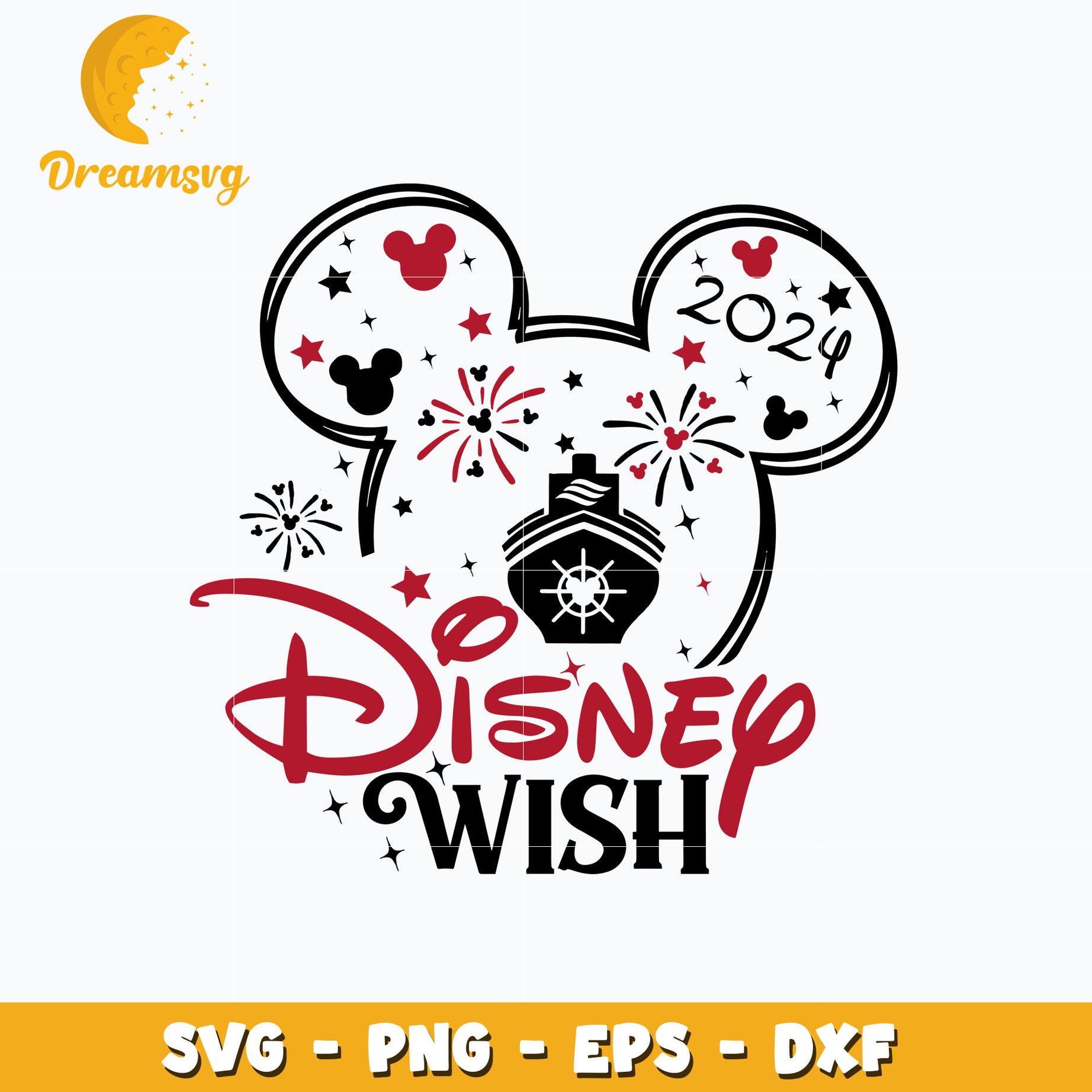 Mickey head disney wish 2024 svg