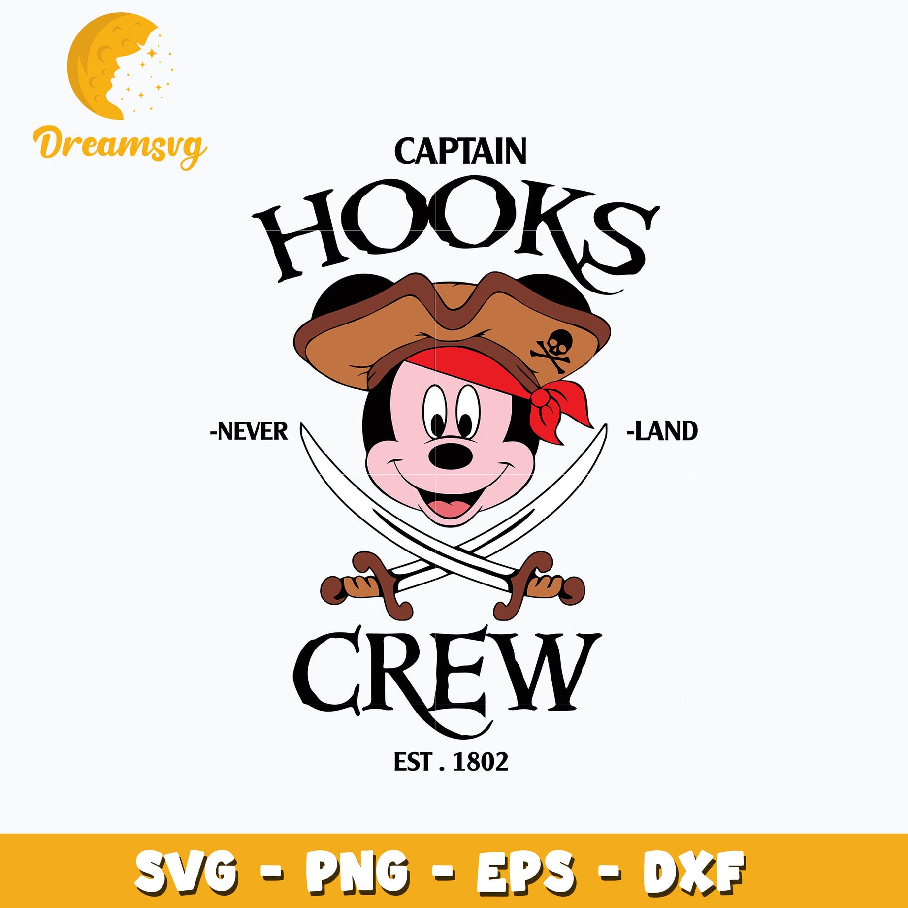 Mickey head captain hooks svg