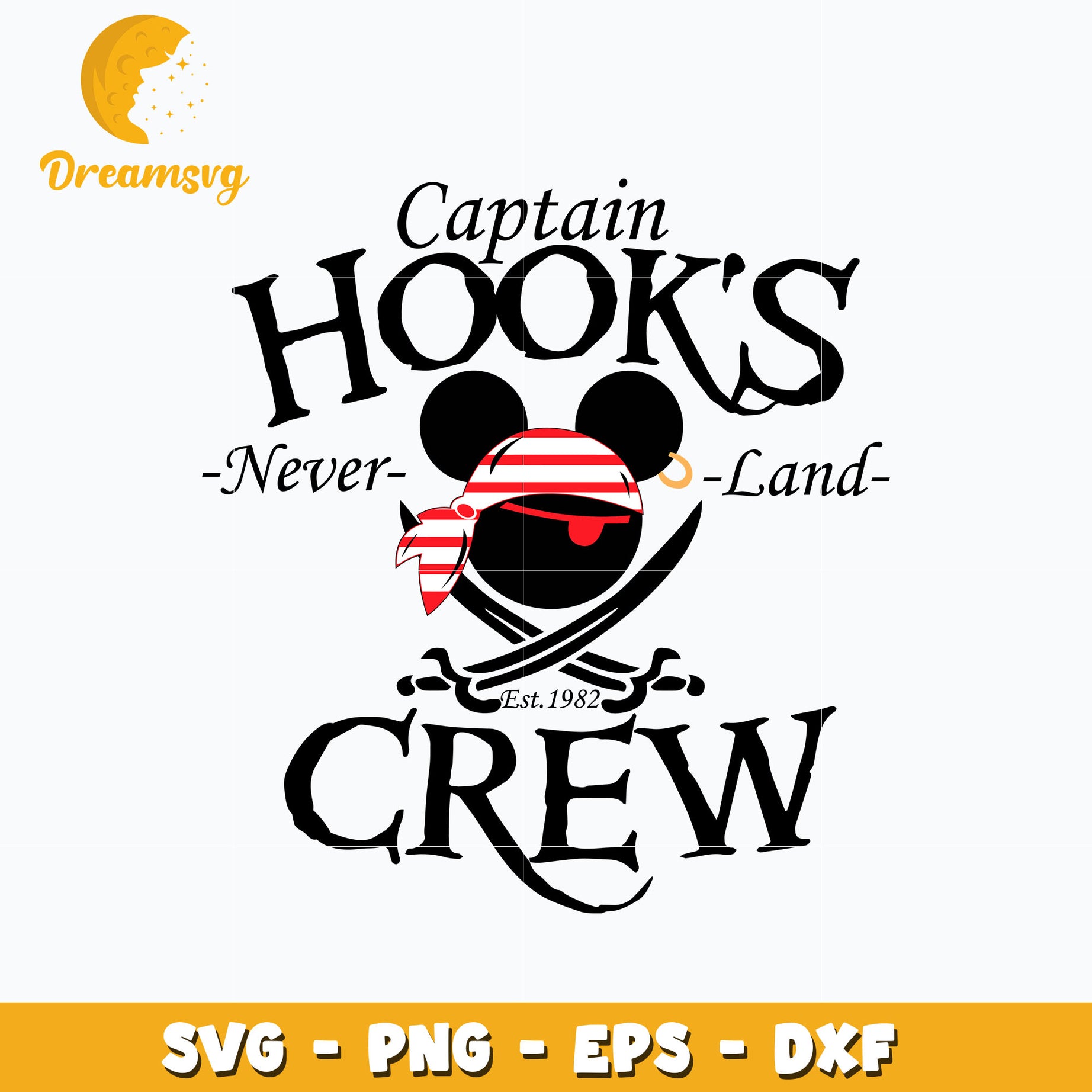 Mickey head captain hooks crew svg