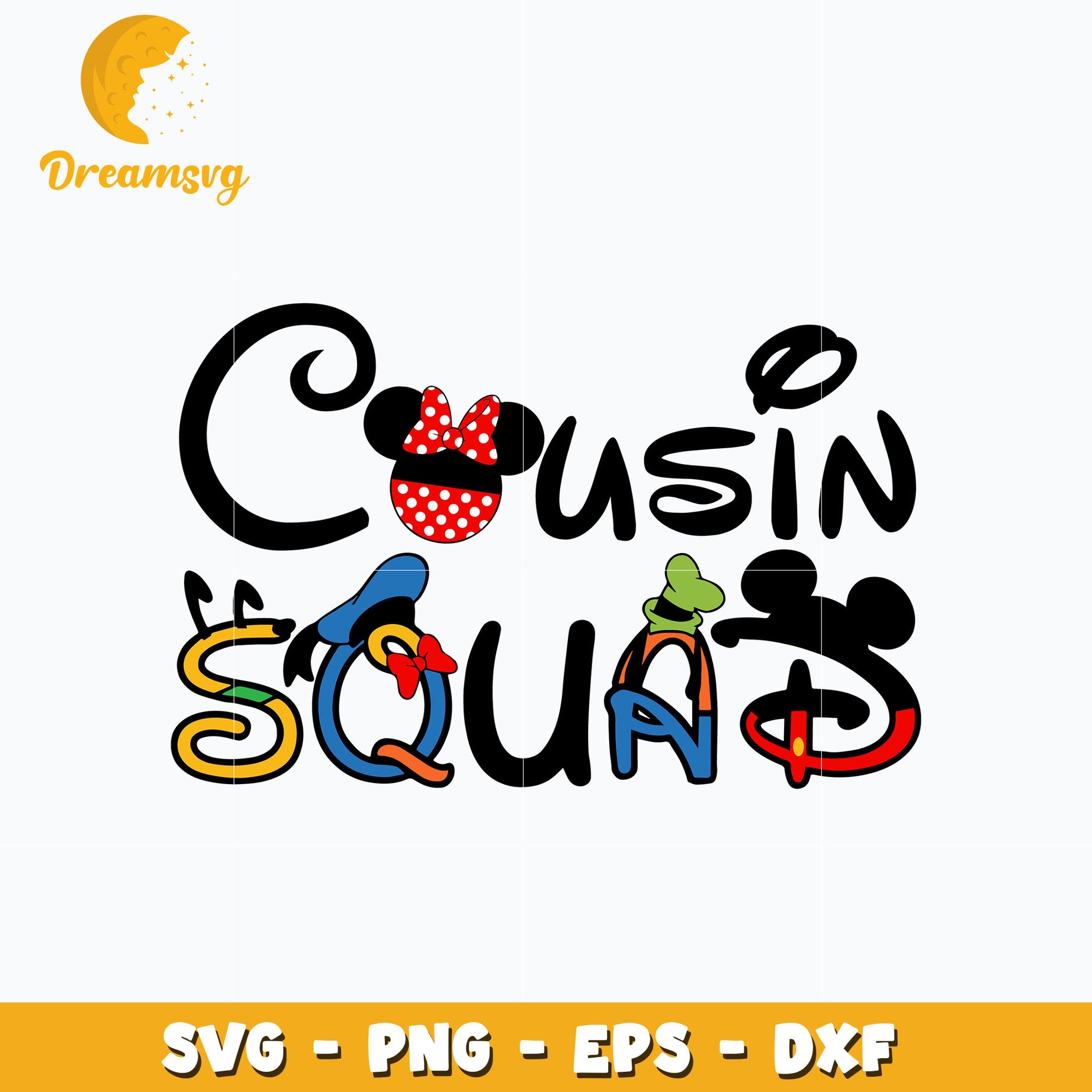 Minnie mouse cousin squad svg