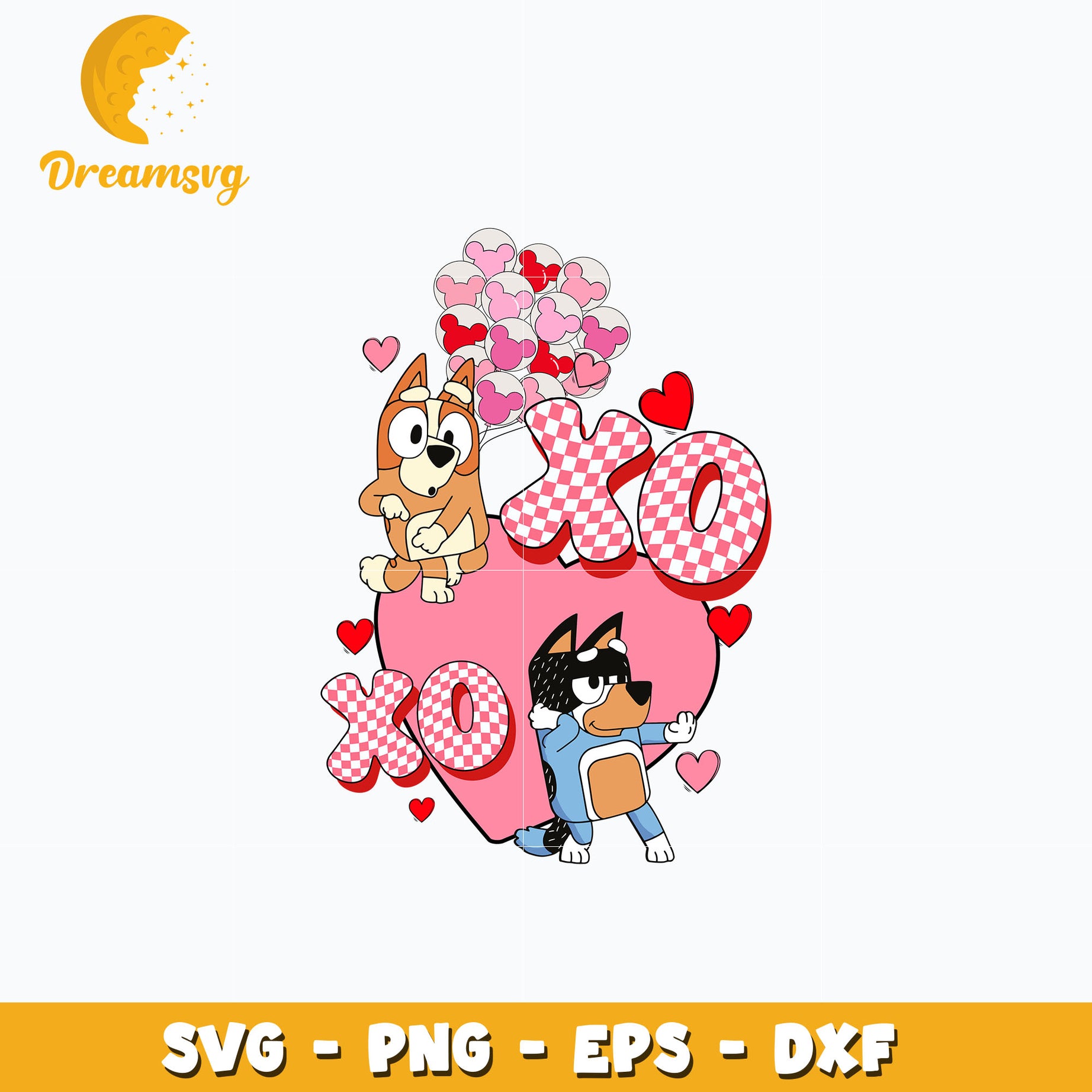 Bluey parents xoxo valentine's svg