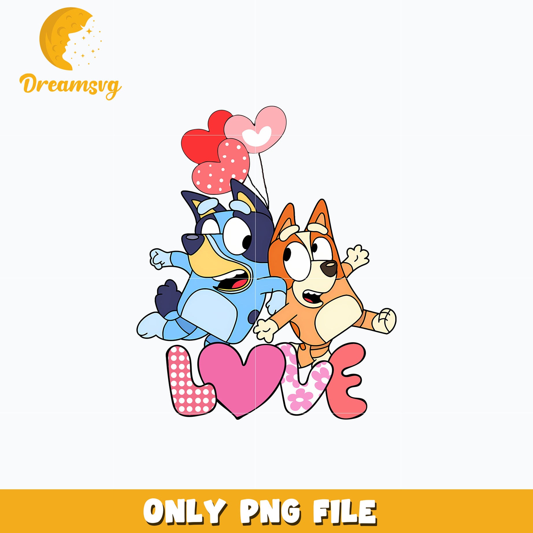 Bluey and bingo love valentine png