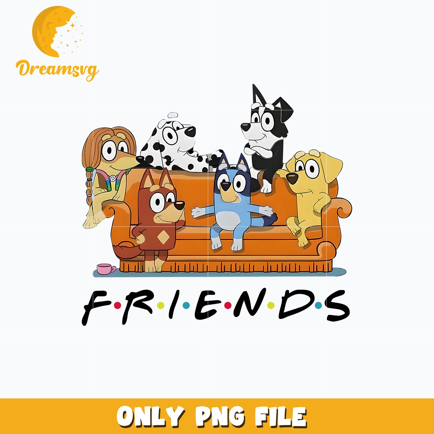 Bluey friends on sofa png