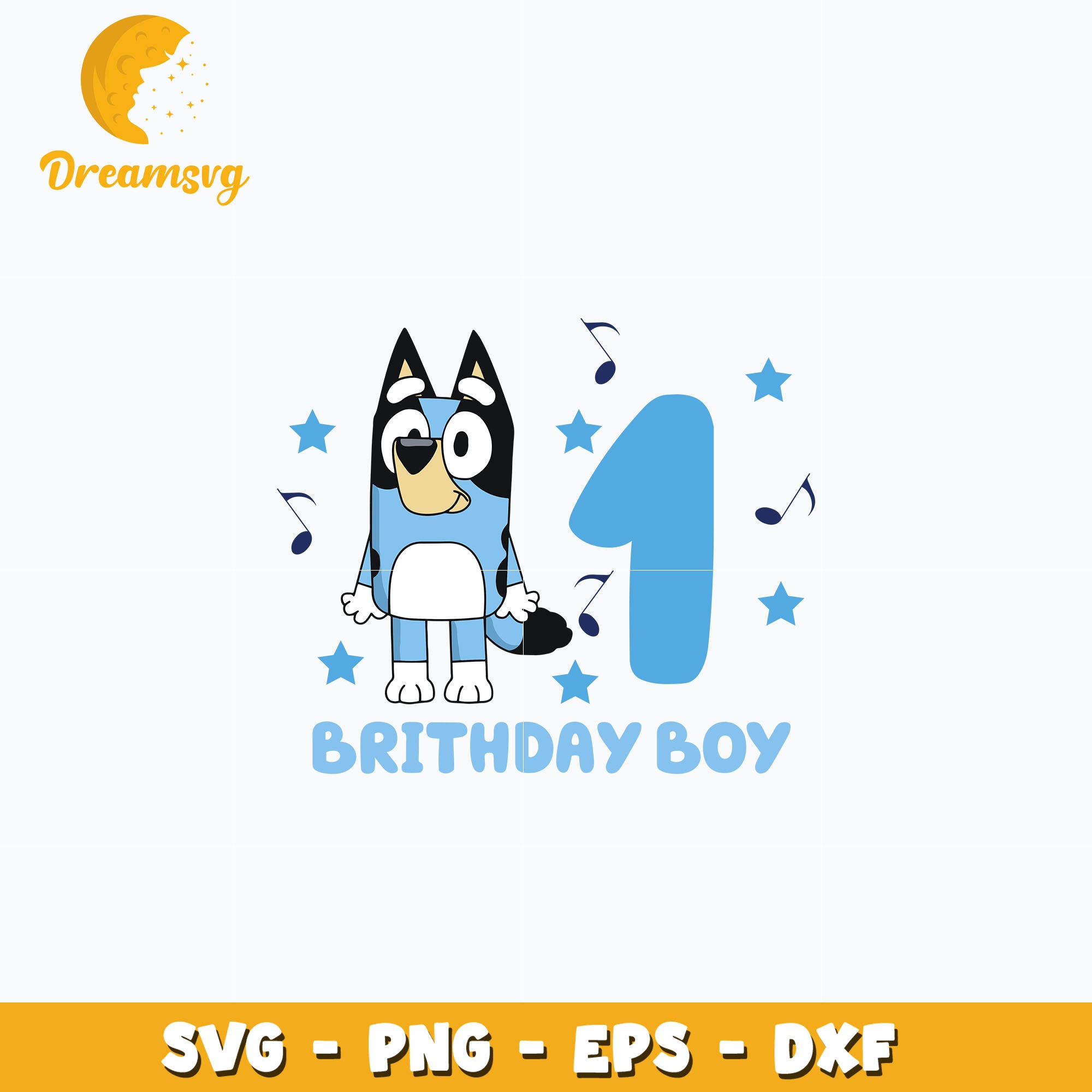 Bluey cartoon 1st birthday boy svg