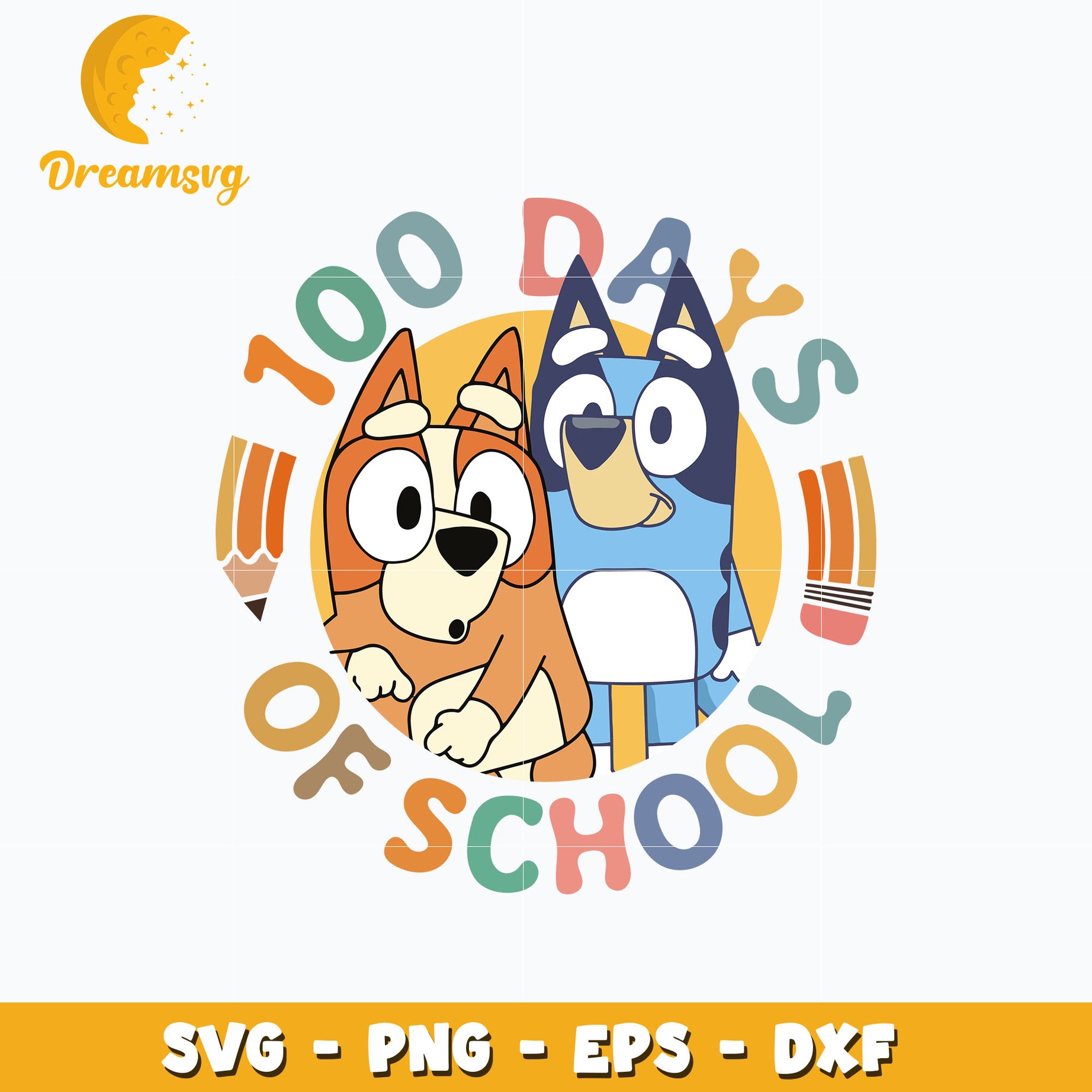 Bluey bingo 100 days of school svg