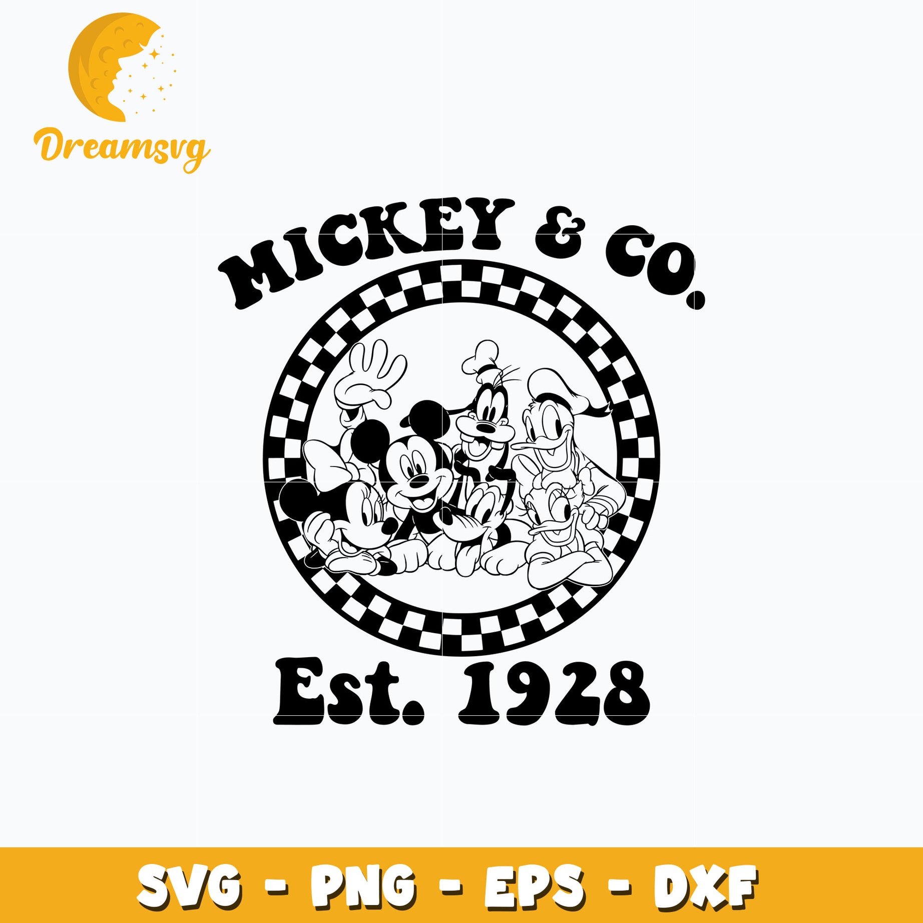 Mickey friends co est 1928 svg